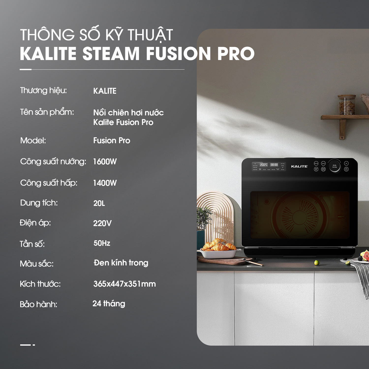 Nồi chiên hơi nước KALITE STEAM FUSION PRO, 4in1 - 20L - Ảnh 11