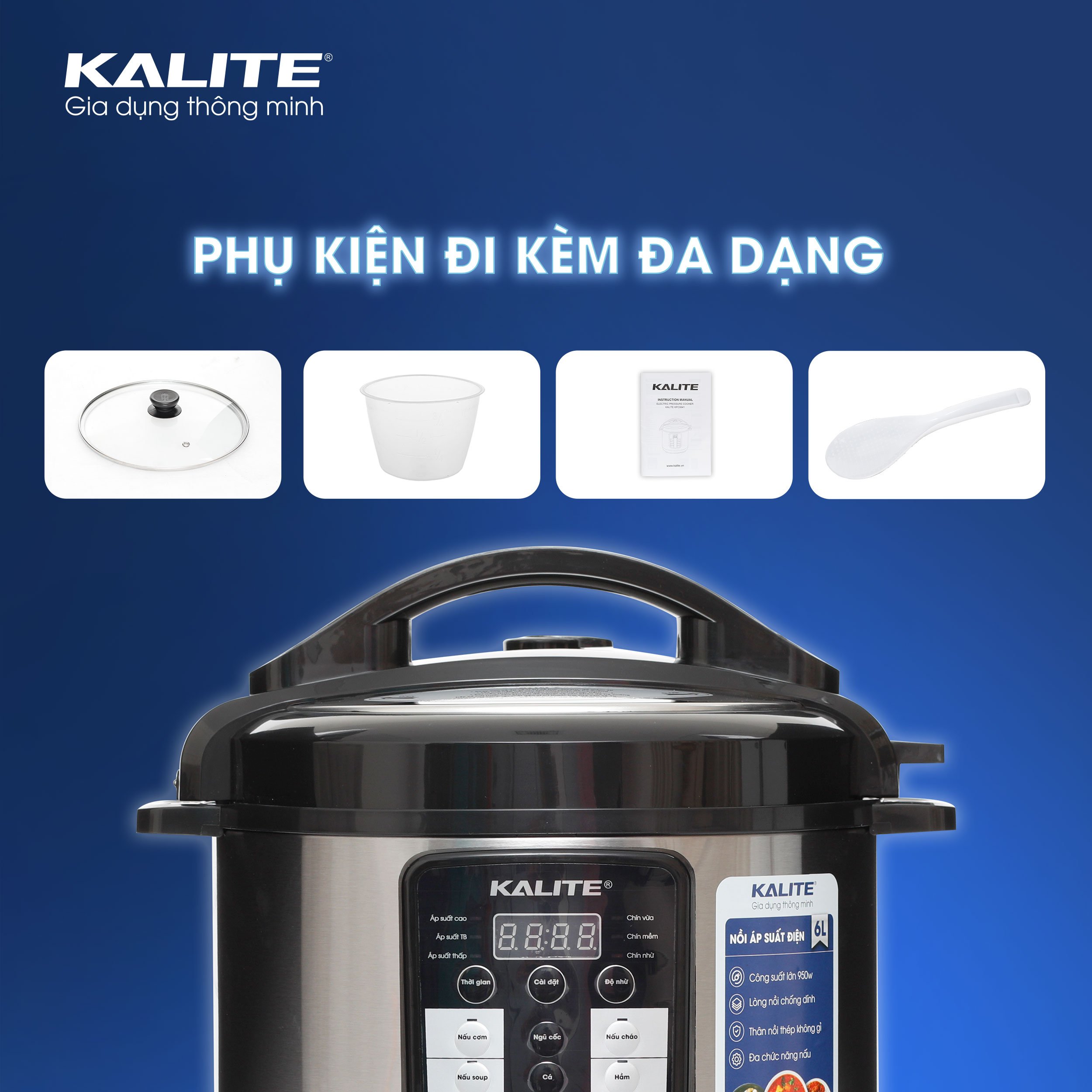 Nồi áp suất điện Kalite KPC5841 đa chức năng - Ảnh 4