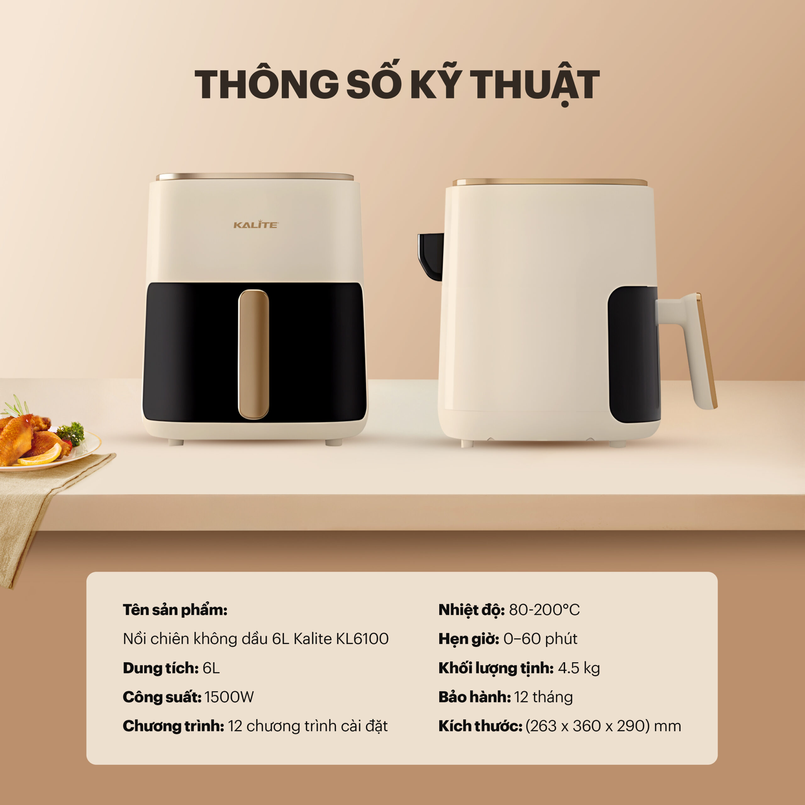 Nồi chiên không dầu 6L Kalite KL6100 – Chiên nướng ít dầu, nấu ăn tiện lợi (Hàng trả bảo hành) (Bản sao) - Ảnh 13
