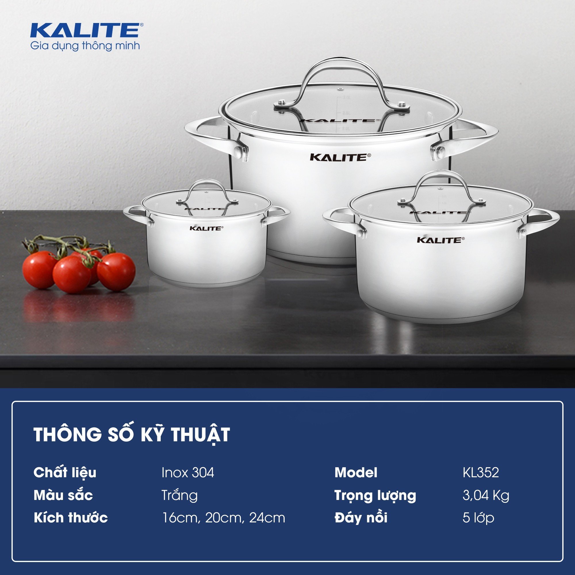 Nồi KALITE KL352 inox đáy từ 5 lớp dùng trên mọi loại bếp - Ảnh 6