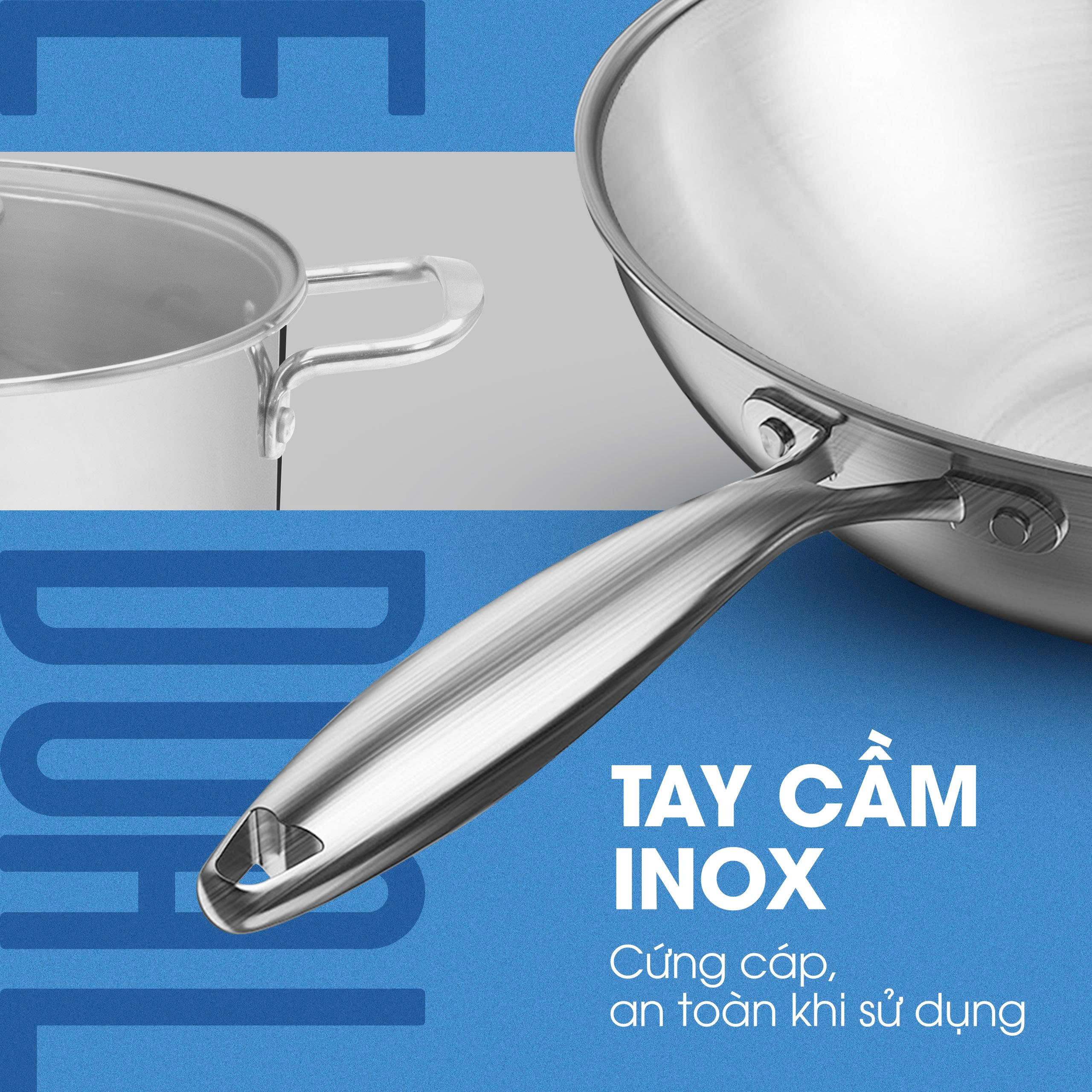 Bộ nồi chảo inox KALITE ECO Dual, inox 304, 3 lớp bắt từ tốt - Ảnh 5