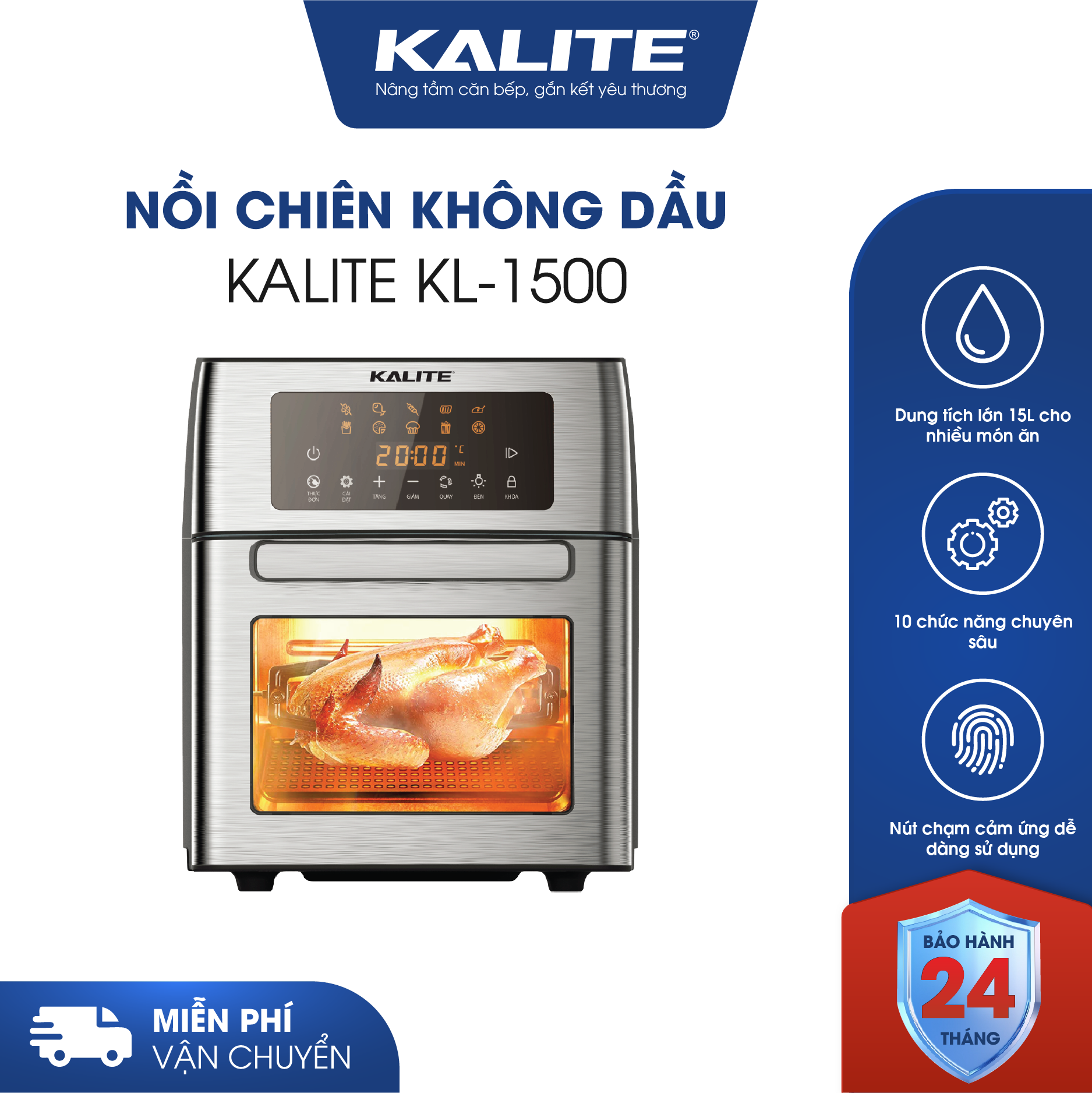 Nồi chiên không dầu KALITE KL-1500 15 lít