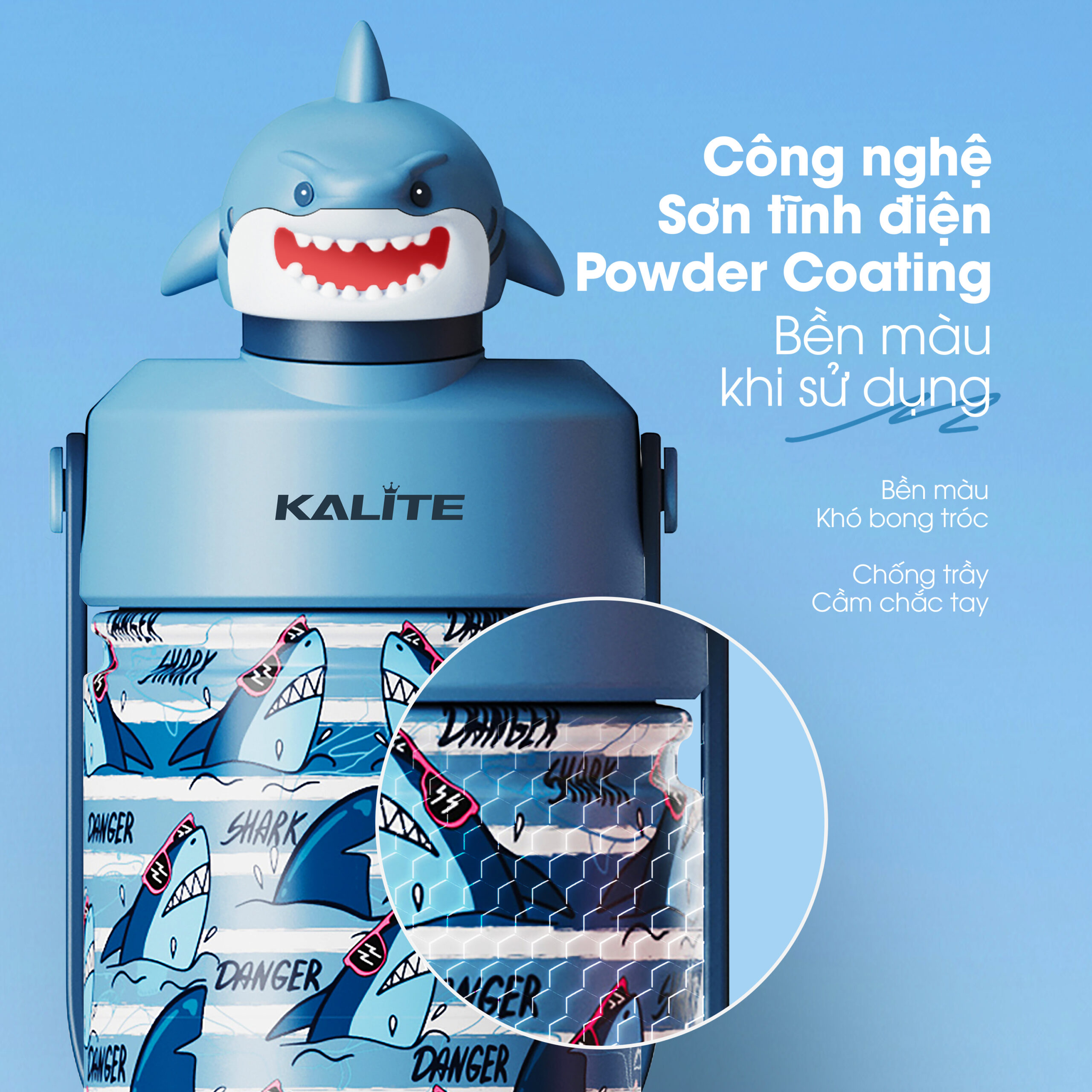 Bình giữ nhiệt trẻ em Kalite SHARK - 354ml, inox 304 giữ nhiệt 12h - Ảnh 6