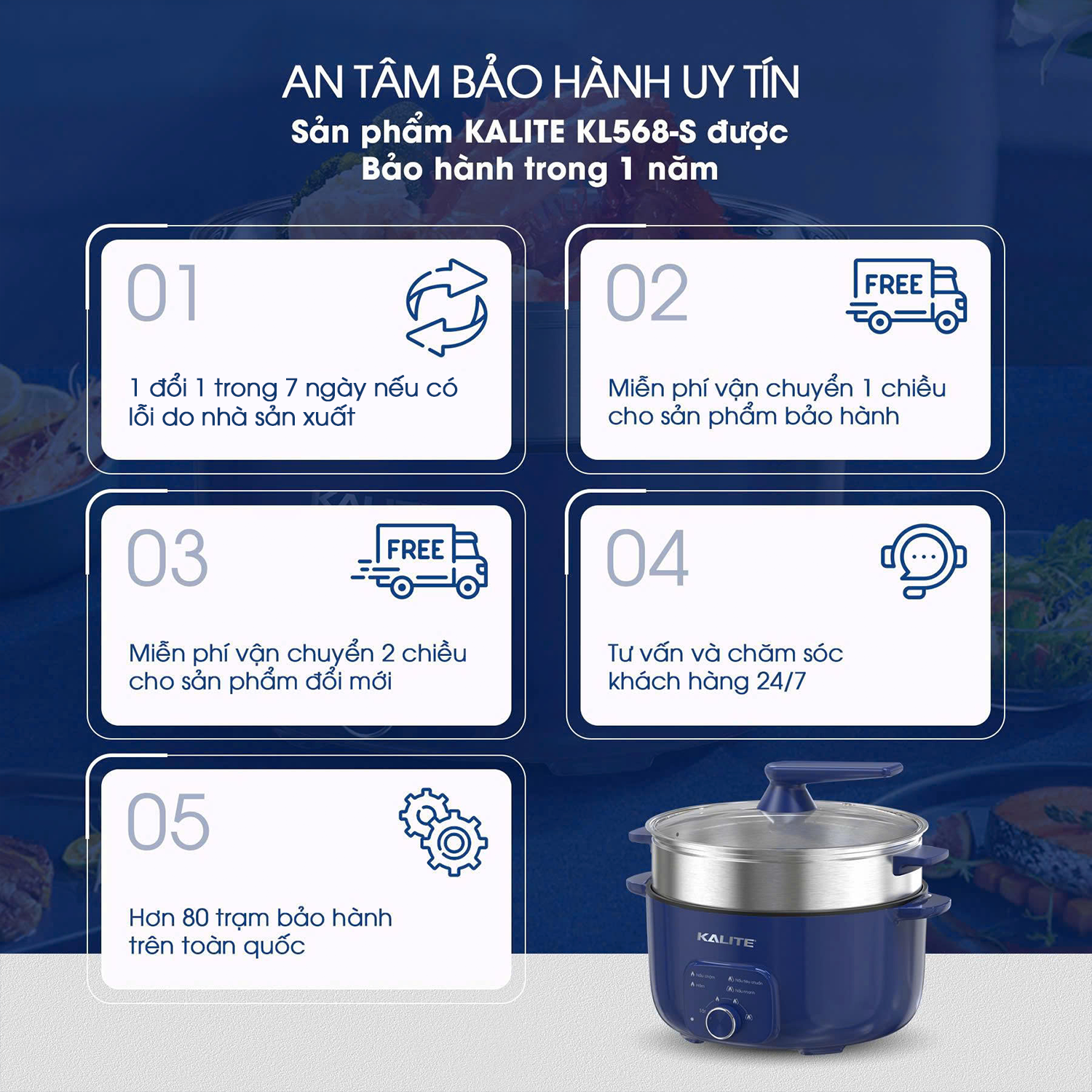 Nồi lẩu hấp KALITE KL568-S đa năng 2 tầng dung tích 11L - Ảnh 12