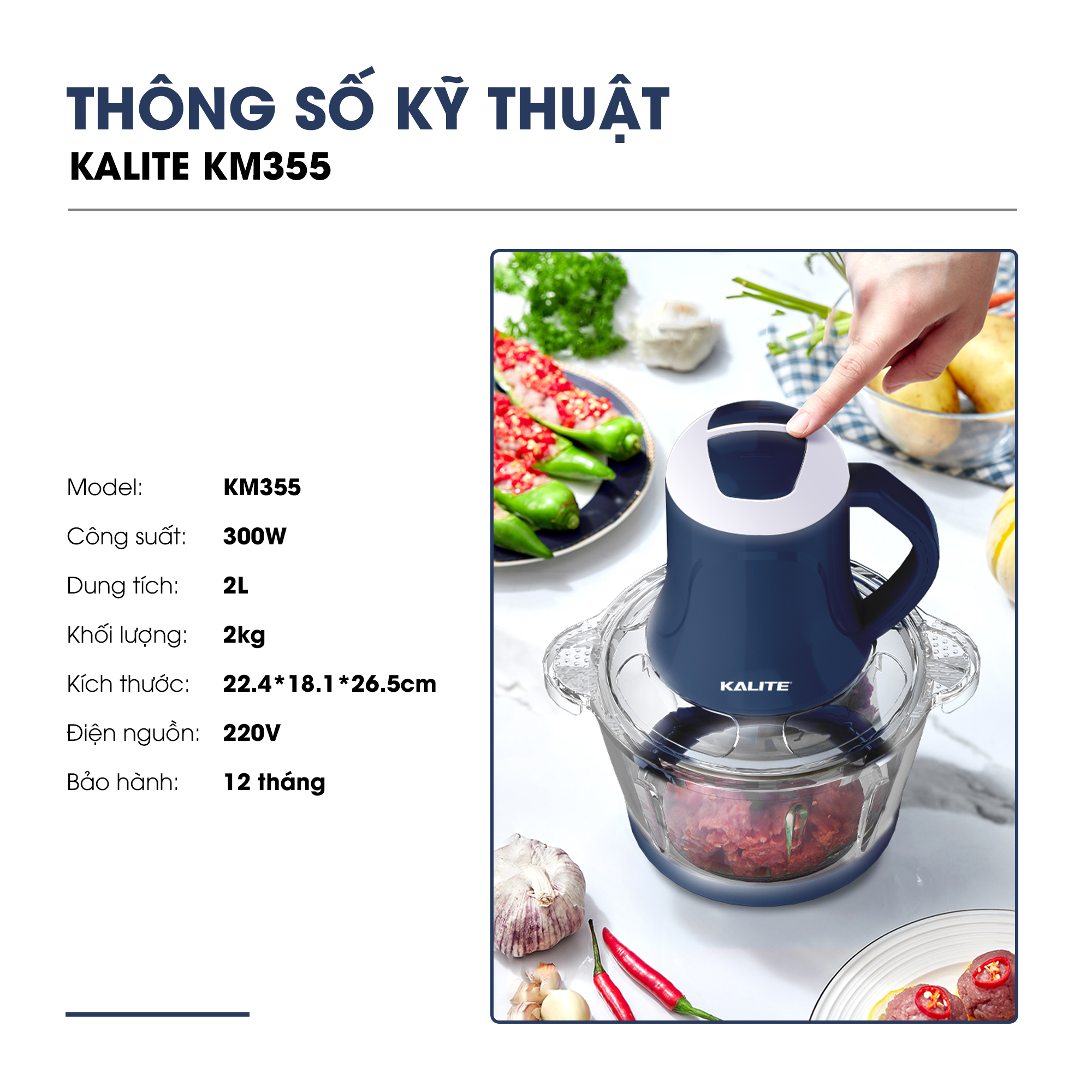 Máy xay thịt KALITE KM355 đa năng dung tích 2L - Ảnh 11