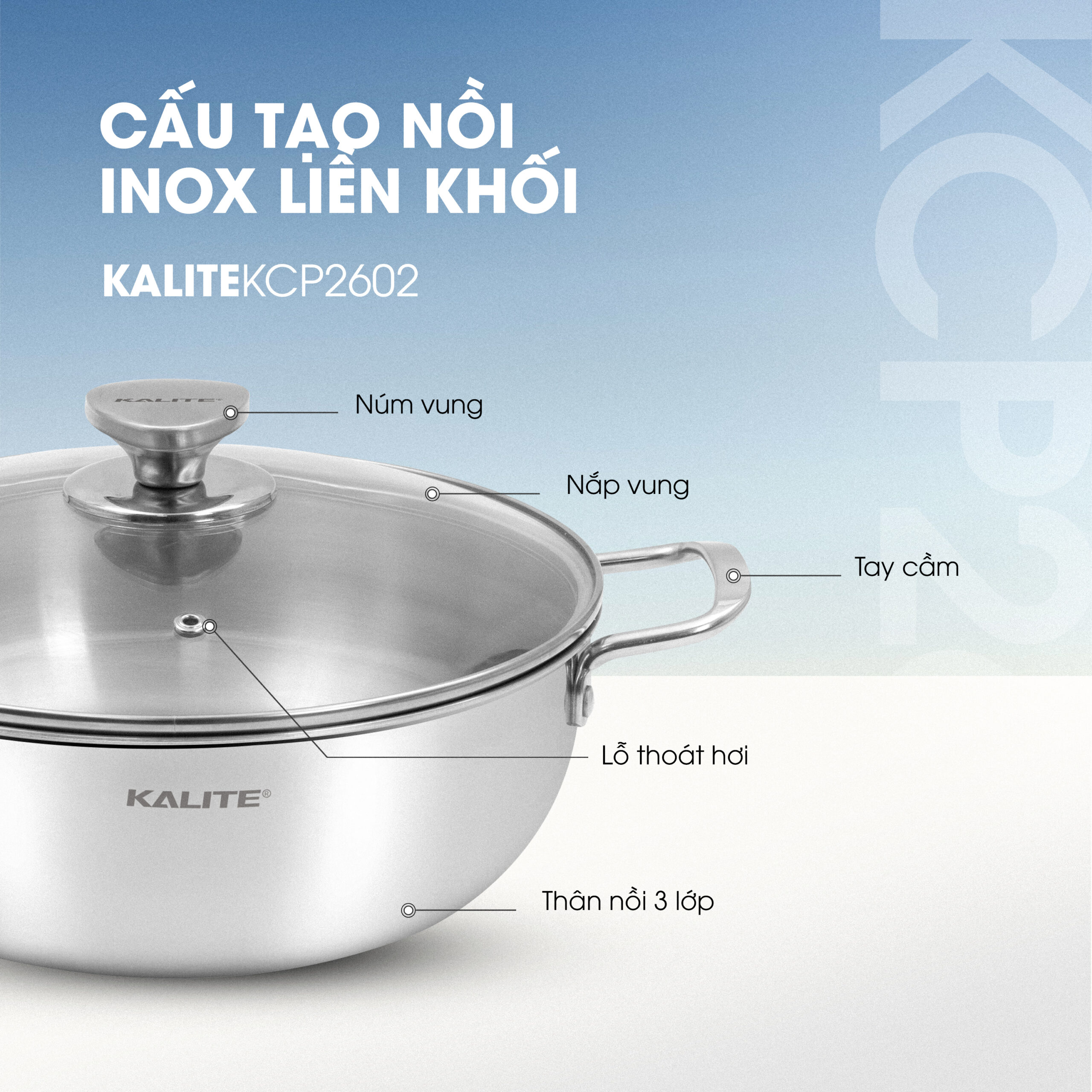 Nồi inox liền khối cao cấp đa năng KALITE KCP2602 - Size 26cm - Ảnh 16