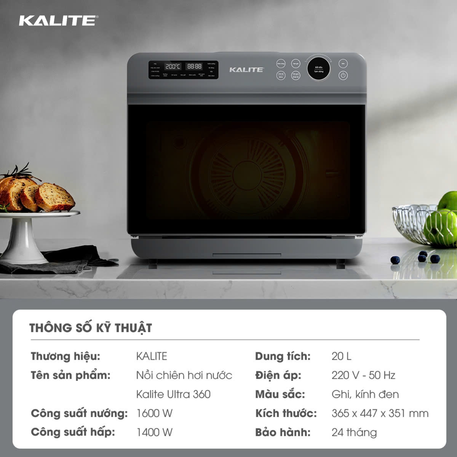 Nồi chiên hơi nước KALITE STEAM ULTRA 360, 20l, 4in, công nghệ SteamTech Fusion 360 - Ảnh 13