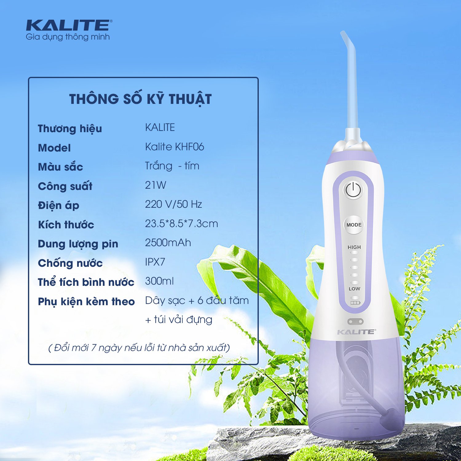 Máy tăm nước KALITE KHF06 làm sạch răng miệng 6 đầu đi kèm - Ảnh 2