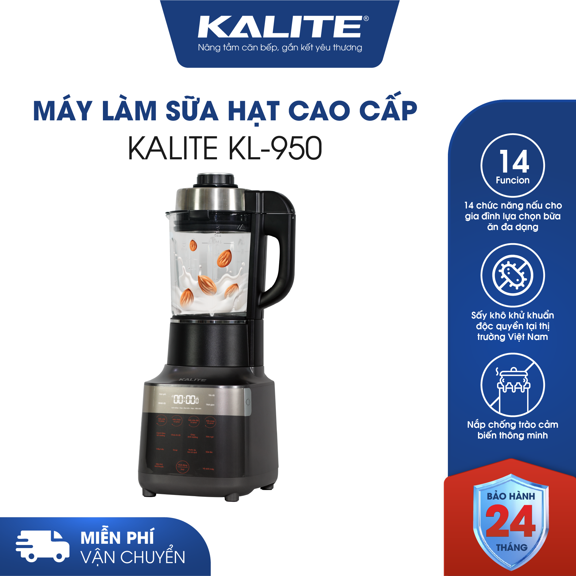Máy làm sữa hạt KALITE KL-950 cao cấp