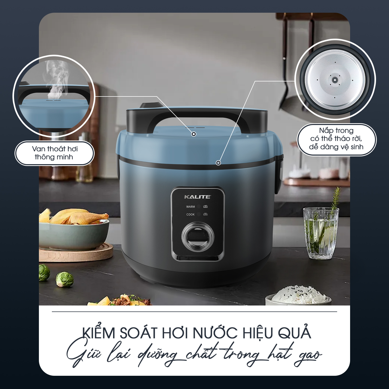 Nồi cơm điện KALITE KRC6018 700W chống dính dung tích 1,8L - Ảnh 14