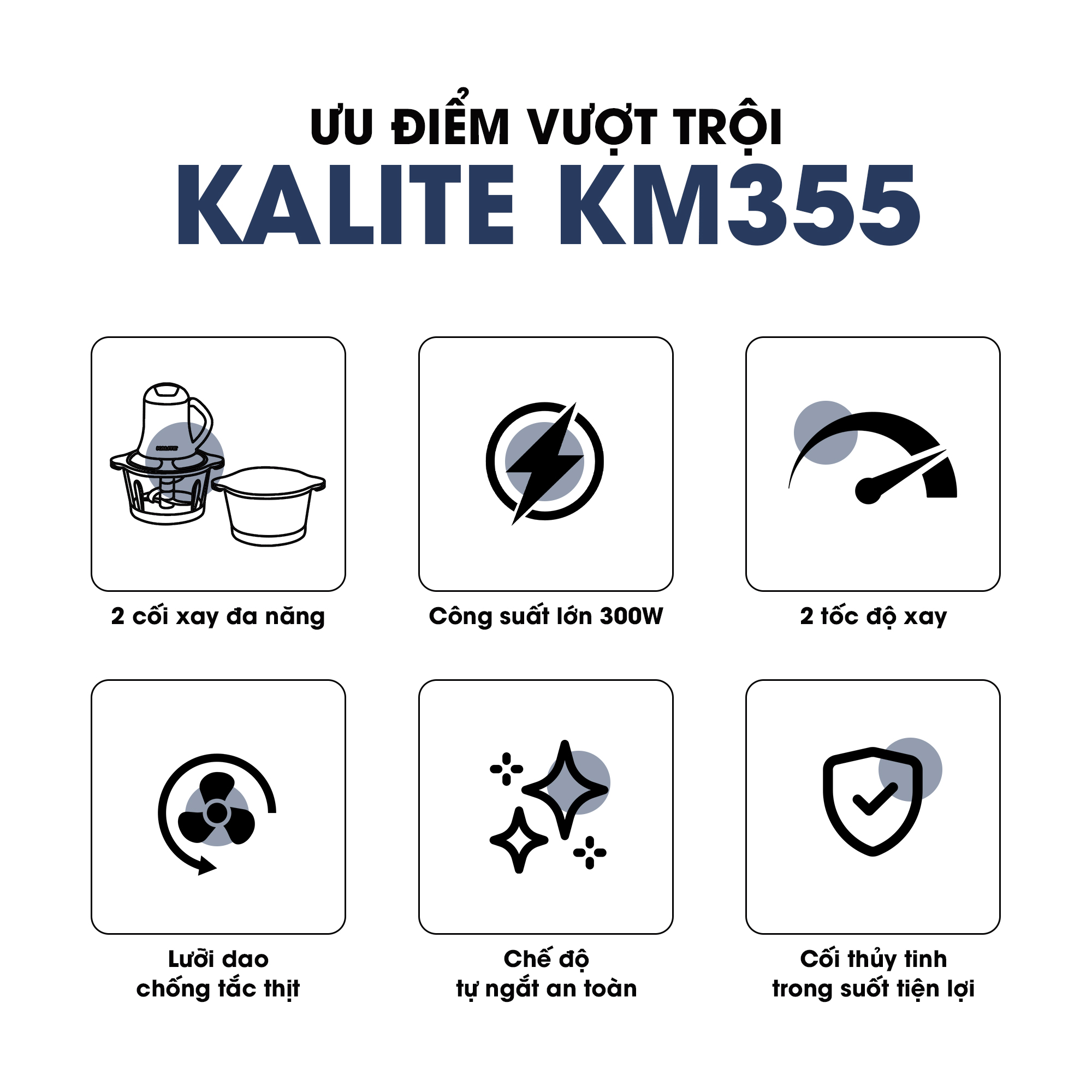 Máy xay thịt KALITE KM355 đa năng dung tích 2L - Ảnh 3