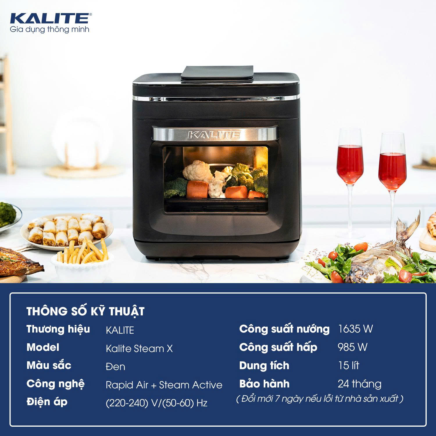 Nồi chiên hơi nước KALITE STEAM X 15 lít đa năng hấp nướng chiên - Ảnh 7