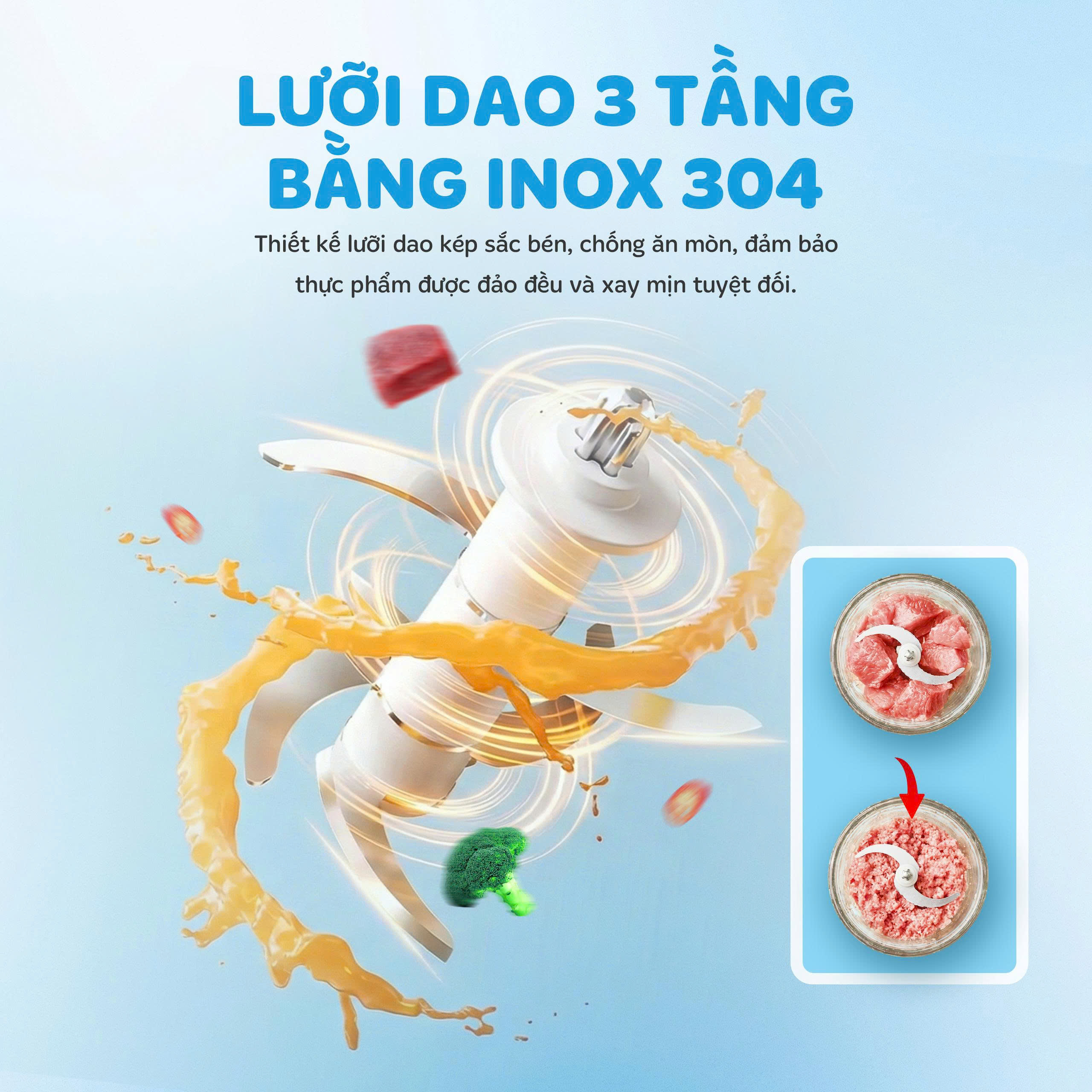 Máy xay mini đa năng Kalite MiuMiu tai mèo thần tài - 350ml, inox304 - Ảnh 6