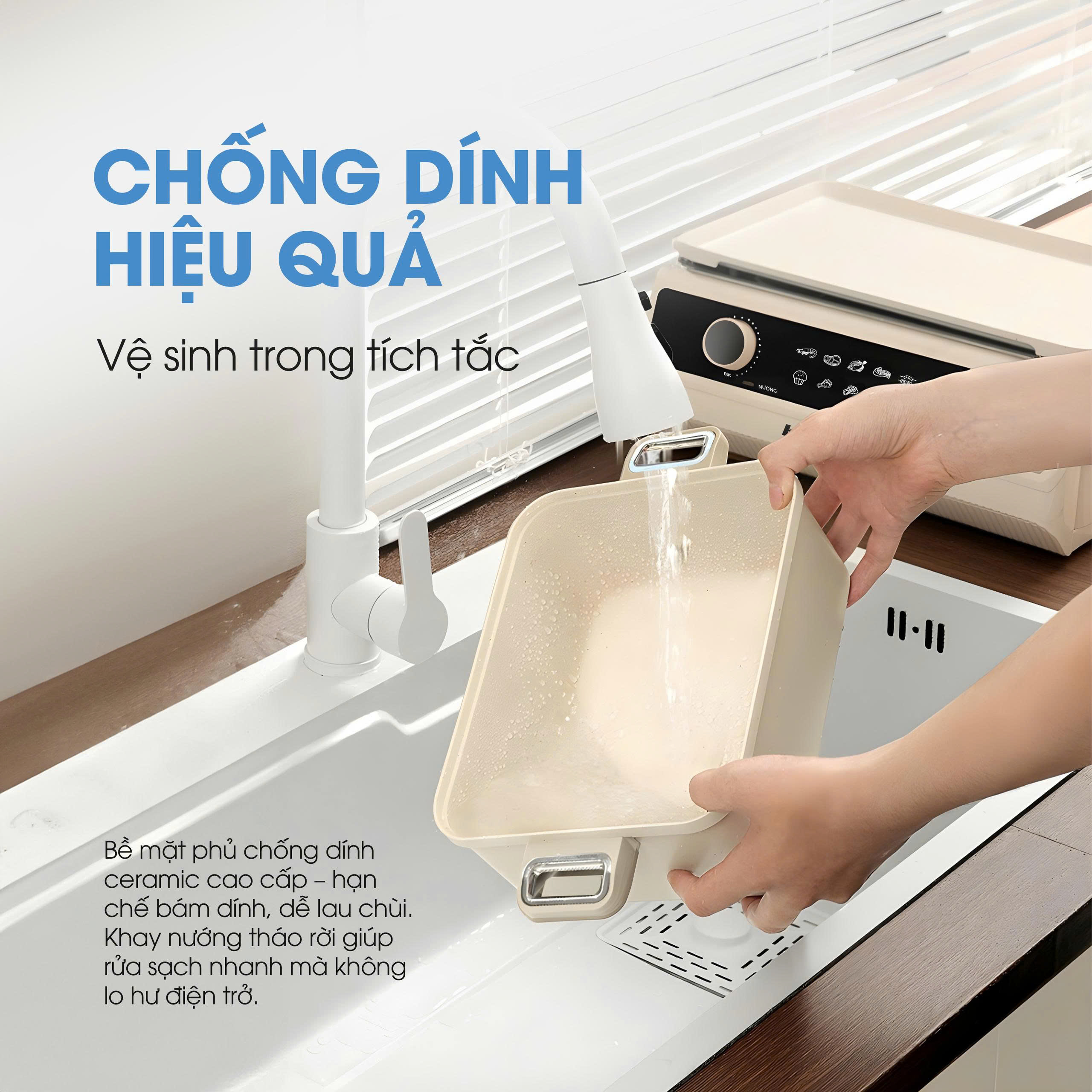 Nồi lẩu nướng 2in1 KALITE KLG555, CS 2200W, chống dính ceramic - Ảnh 6