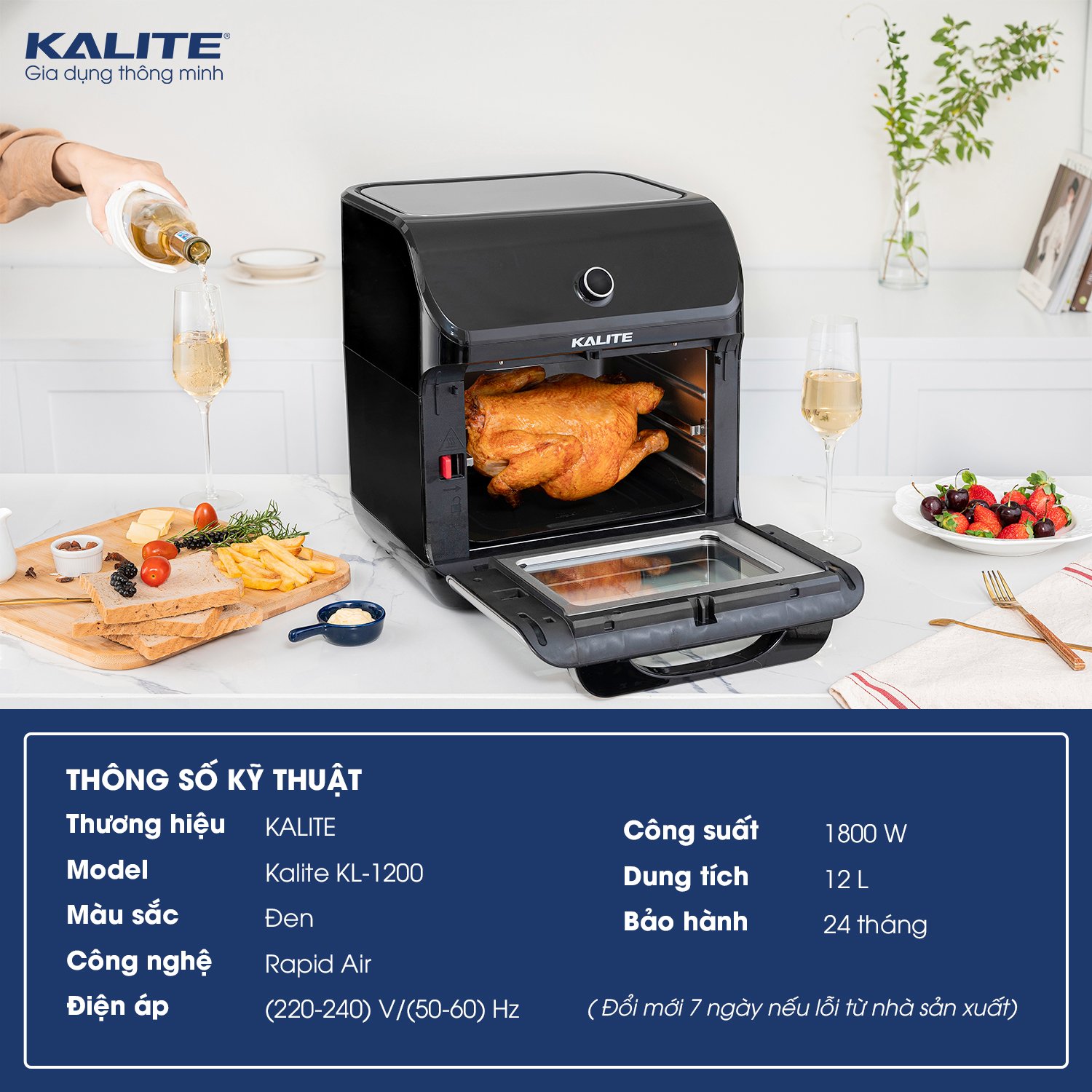 Nồi chiên không dầu KALITE KL-1200 12L giảm 95% chất béo - Ảnh 2