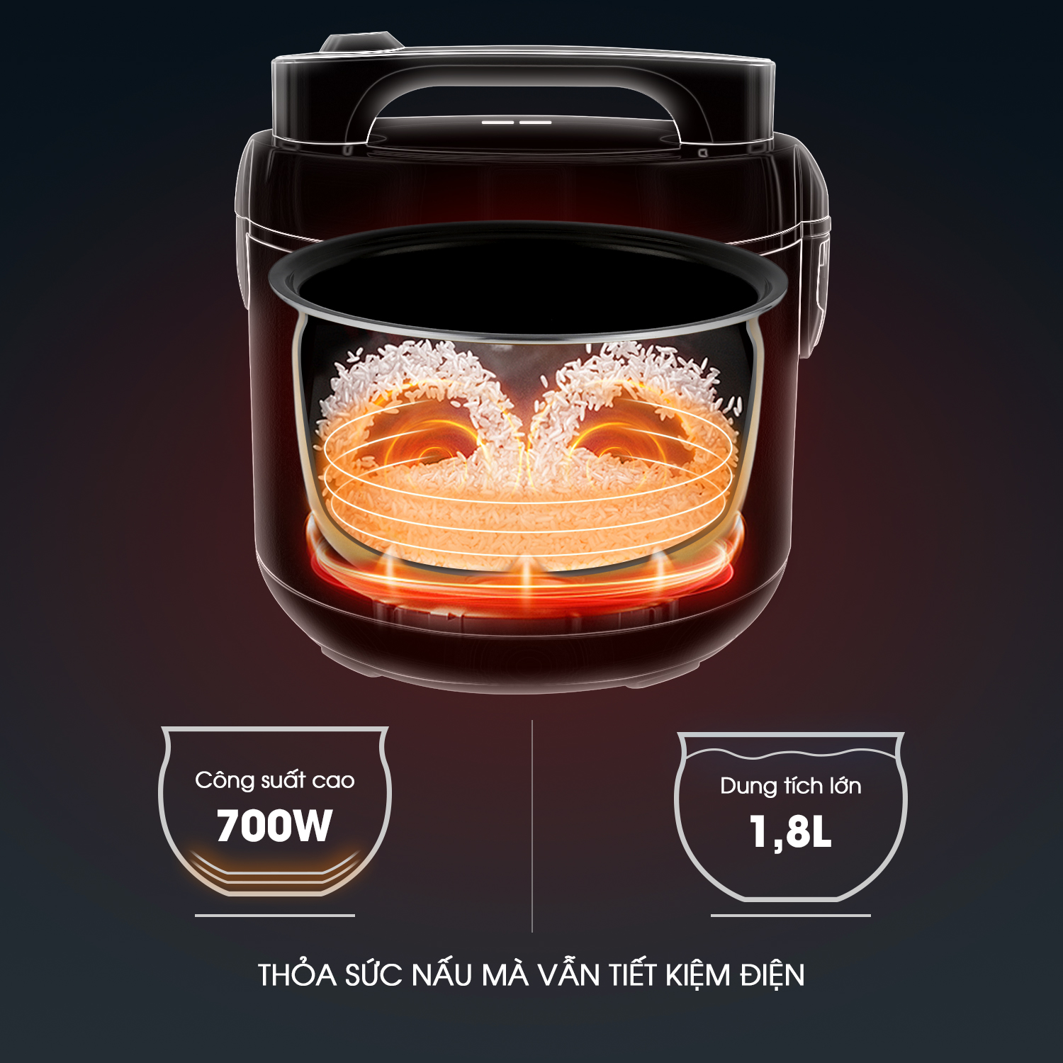 Nồi cơm điện KALITE KRC6018 700W chống dính dung tích 1,8L - Ảnh 15