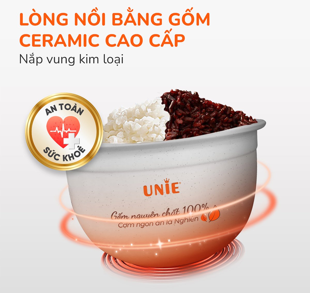 Nồi cơm điện lòng gốm tự nhiên UNIE URC815, dung tích 1,5L - Ảnh 8