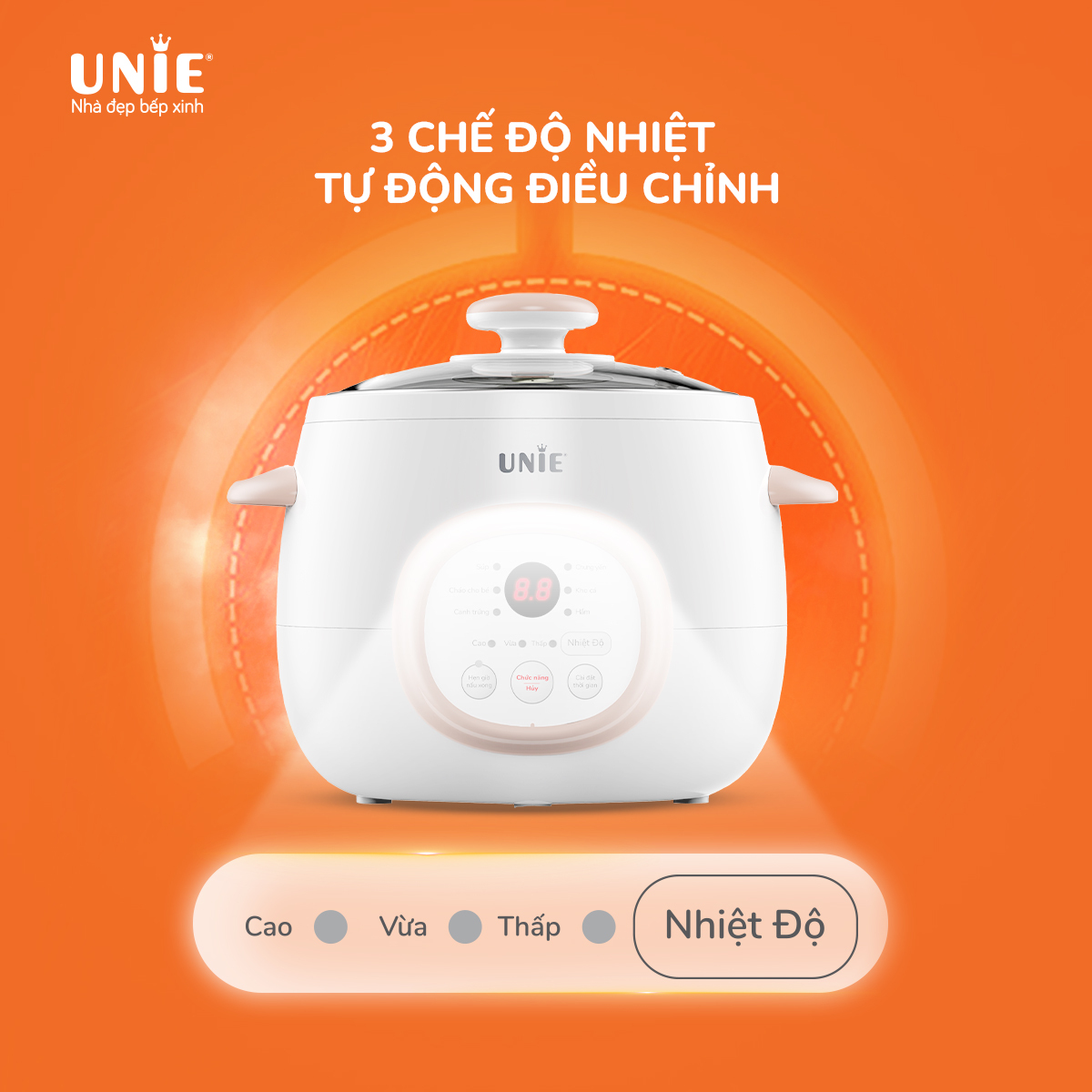 Nồi nấu chậm Unie USC10W dung tích 1L, 6 chức năng nấu đa dạng - Ảnh 8