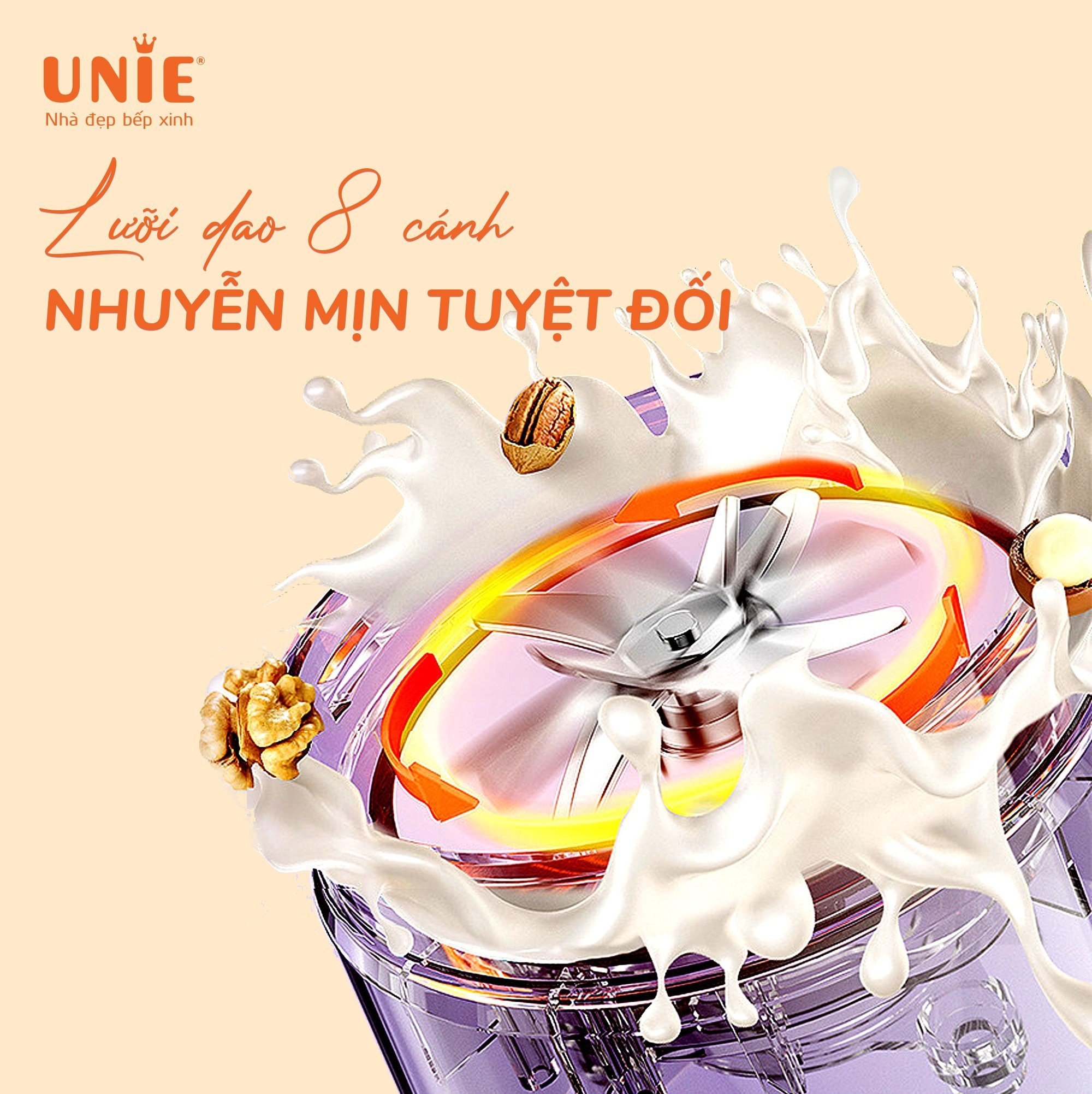 Máy làm sữa hạt UNIE UMB10 dung tích 1L, 8 chức năng xay nấu - Ảnh 3