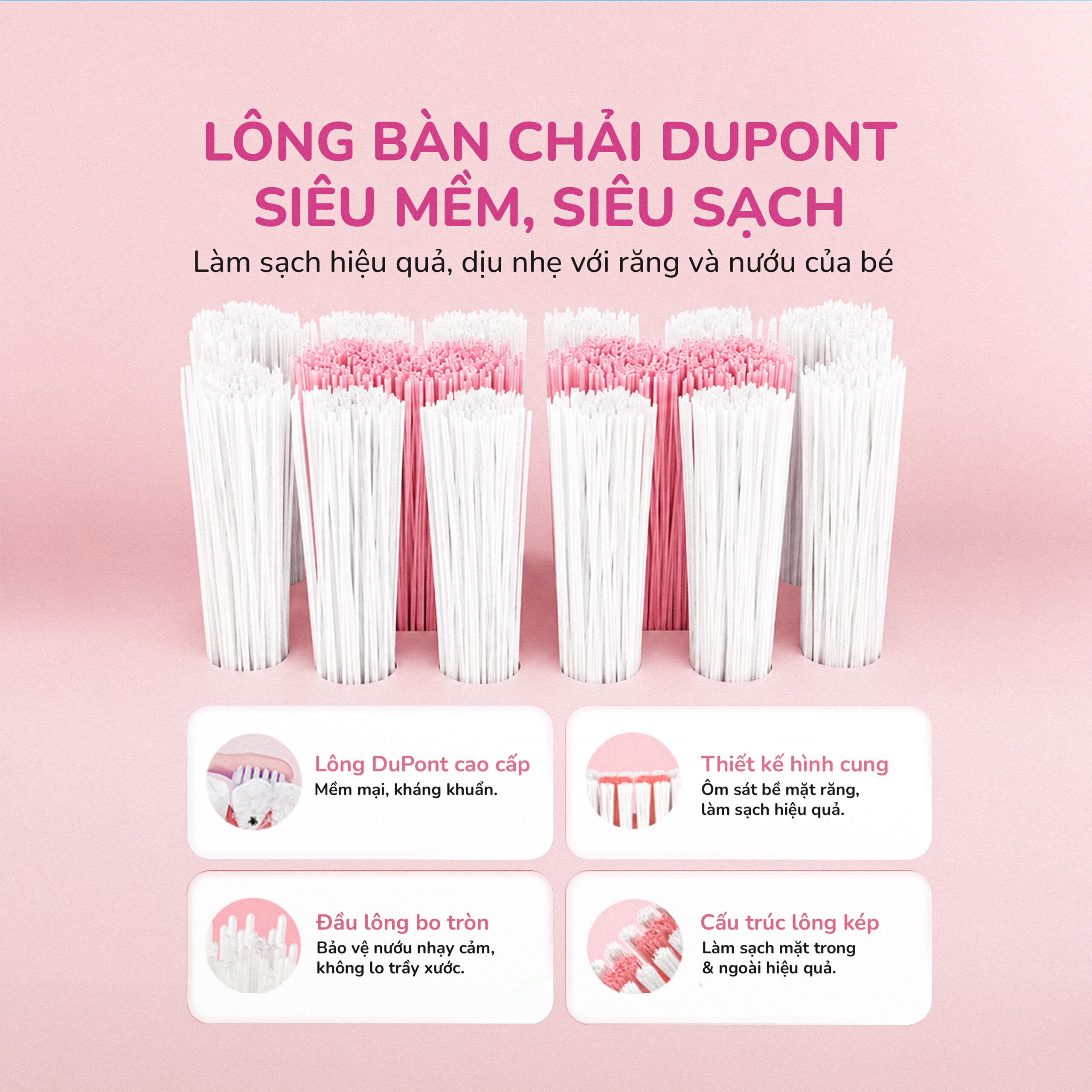 Bàn chải điện trẻ em Unie Kidtini UET318P cảm biến lực thông minh - Ảnh 3