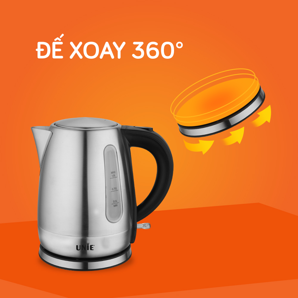 Ấm siêu tốc UNIE UE-300 dung tích 1L, chất liệu inox304 an toàn - Ảnh 9