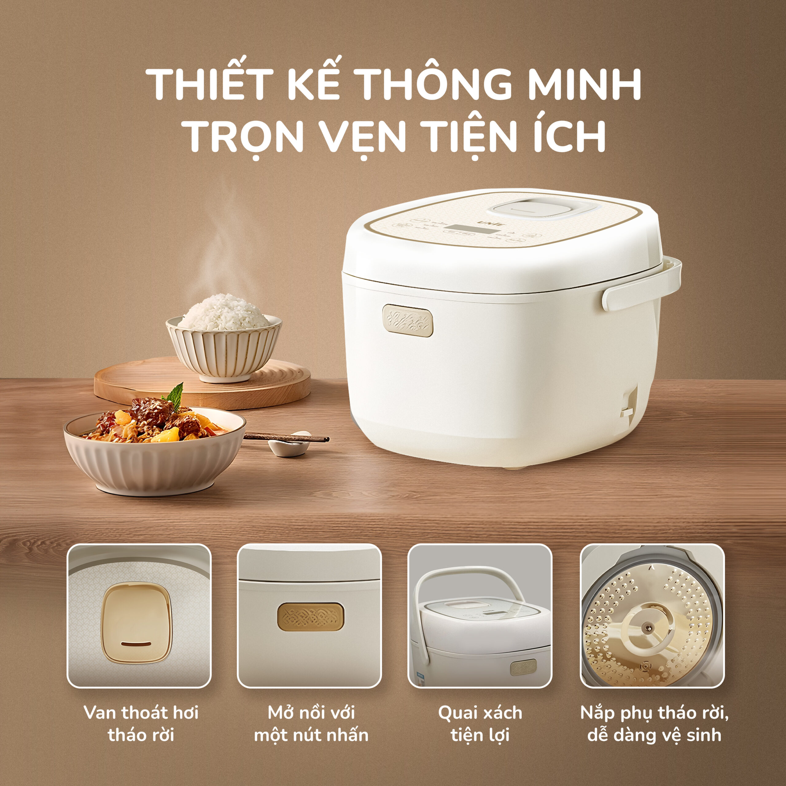 Nồi cơm điện lòng gốm cao cấp UNIE URC818, dung tích 1,8L - Ảnh 13