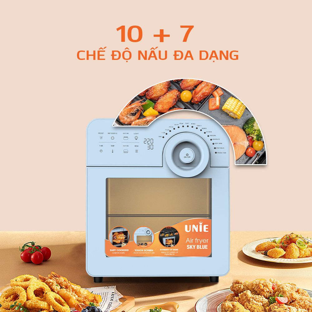 Nồi chiên không dầu UNIE SKY BLUE dung tích 14,5L, 17 chế độ nấu - Ảnh 4