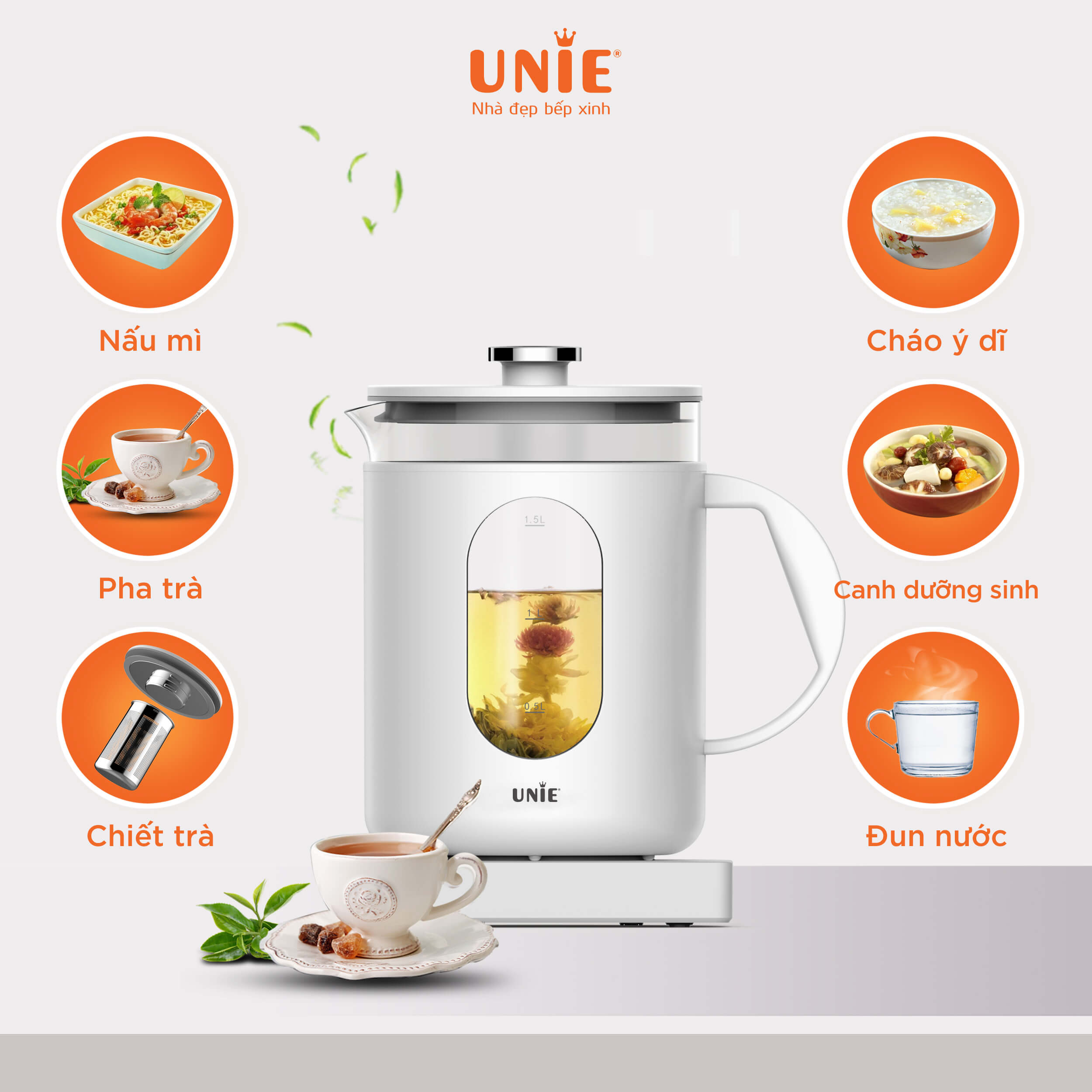 Ấm siêu tốc cao cấp UNIE UEK1782W - 6 chức năng tùy chỉnh - Ảnh 3