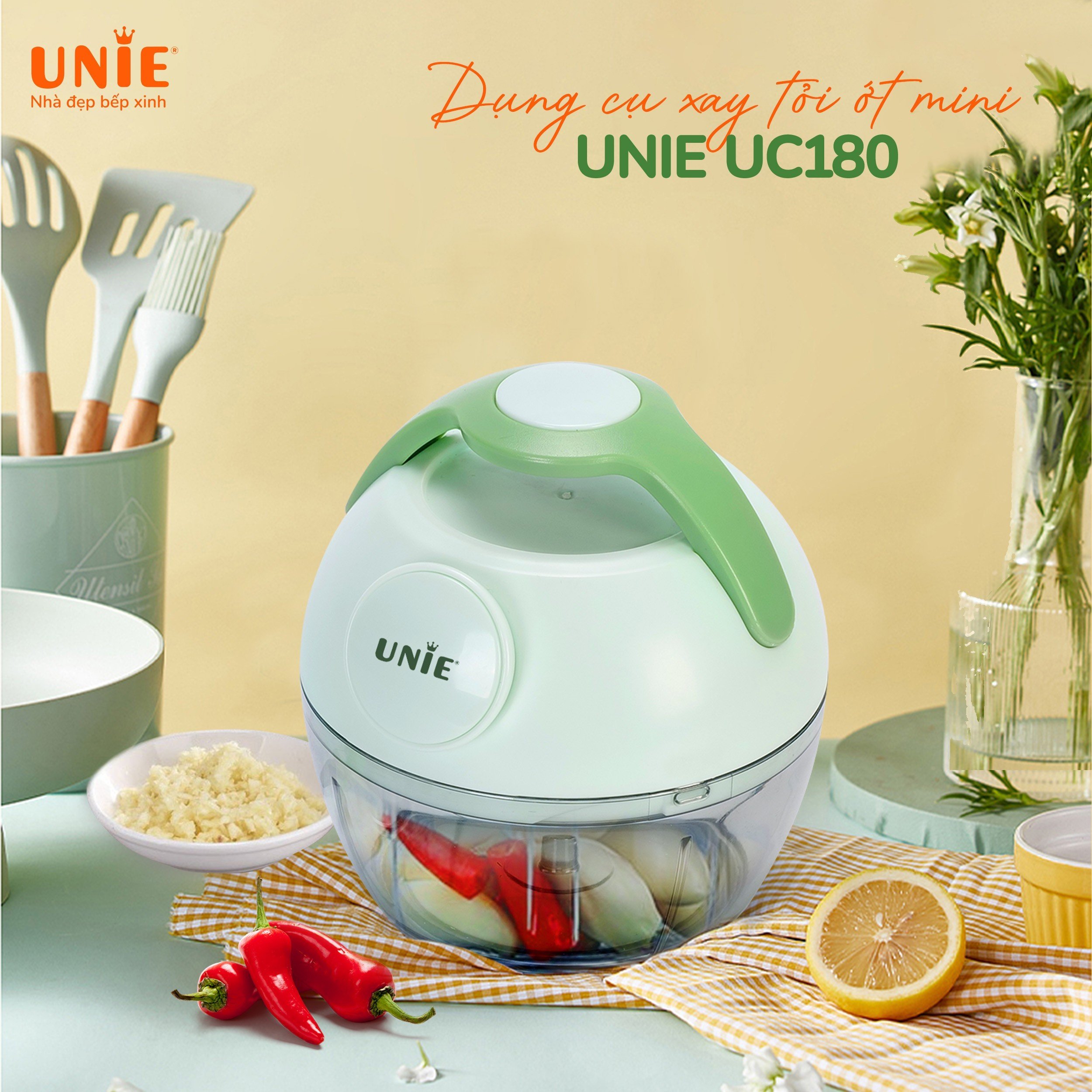 Máy xay hành tỏi ớt mini UNIE UC180 - Ảnh 2