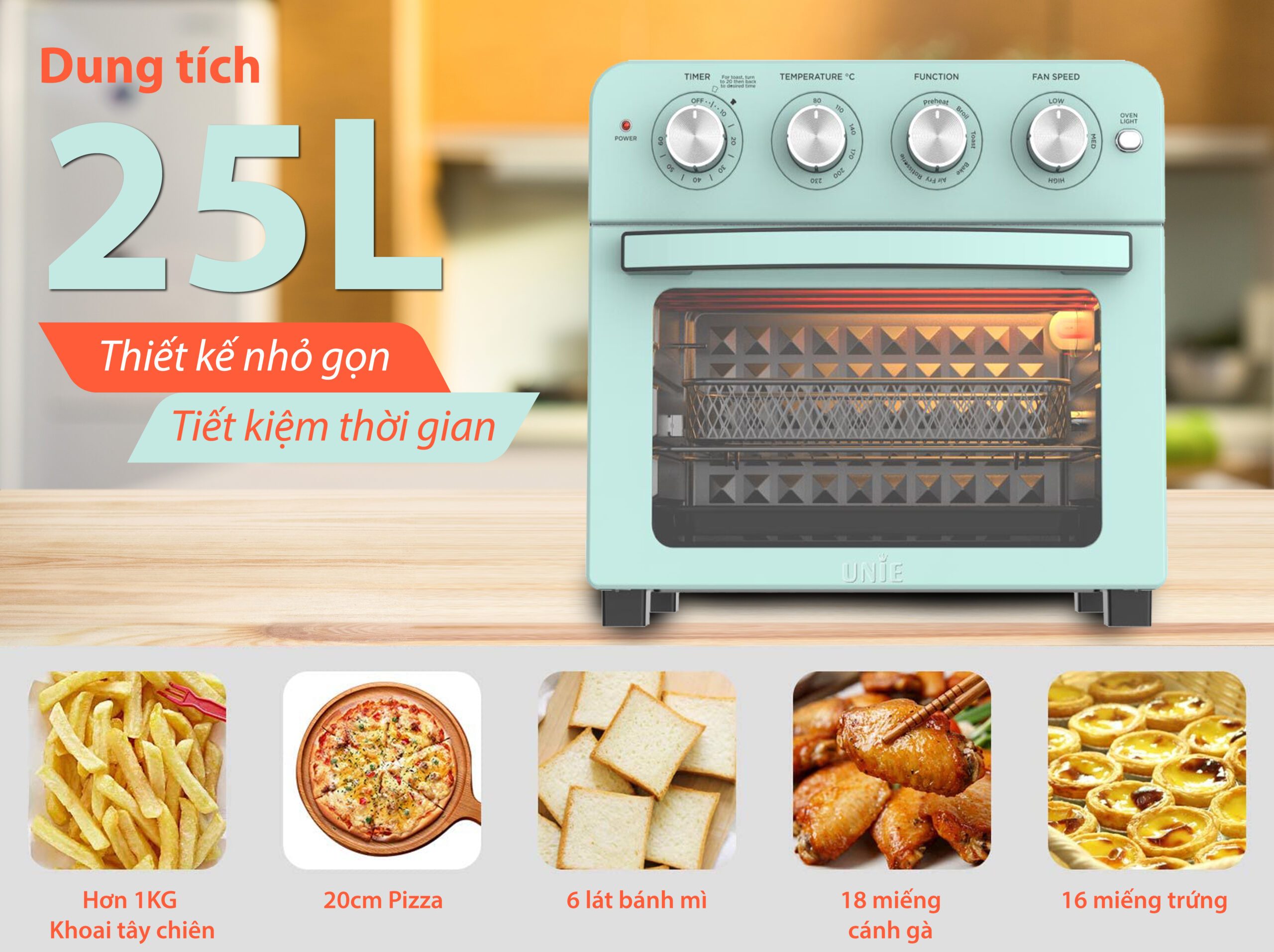 Lò nướng kiêm nồi chiên không dầu UNIE Q37 - Ảnh 2