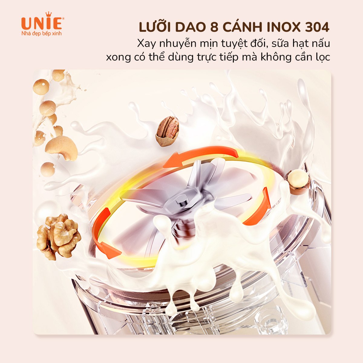 Máy làm sữa hạt UNIE UMB08 PRO dung tích 600ml - Ảnh 3