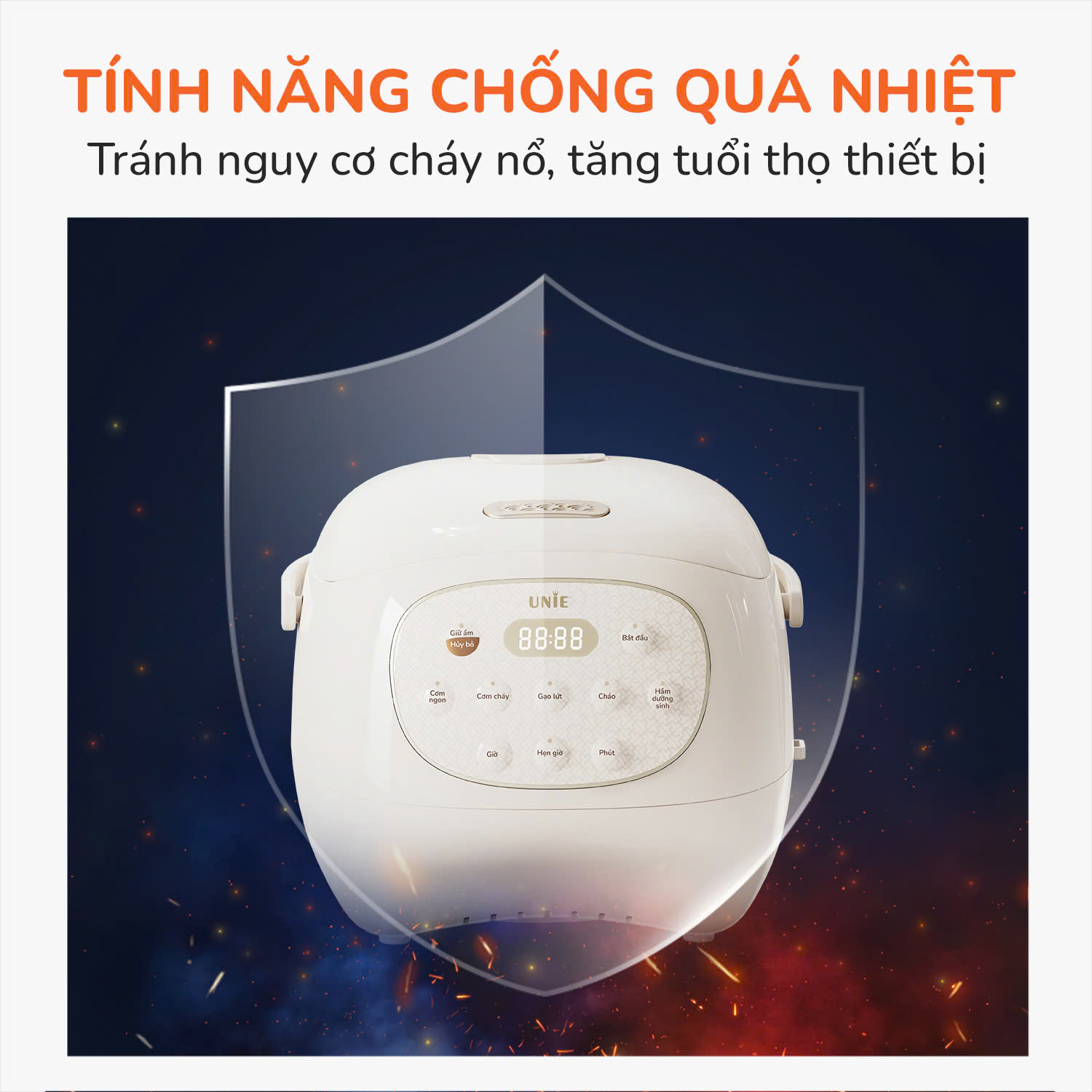 Nồi cơm điện UNIE URC810, dung tích 1L, lòng gốm ceramic - Ảnh 9