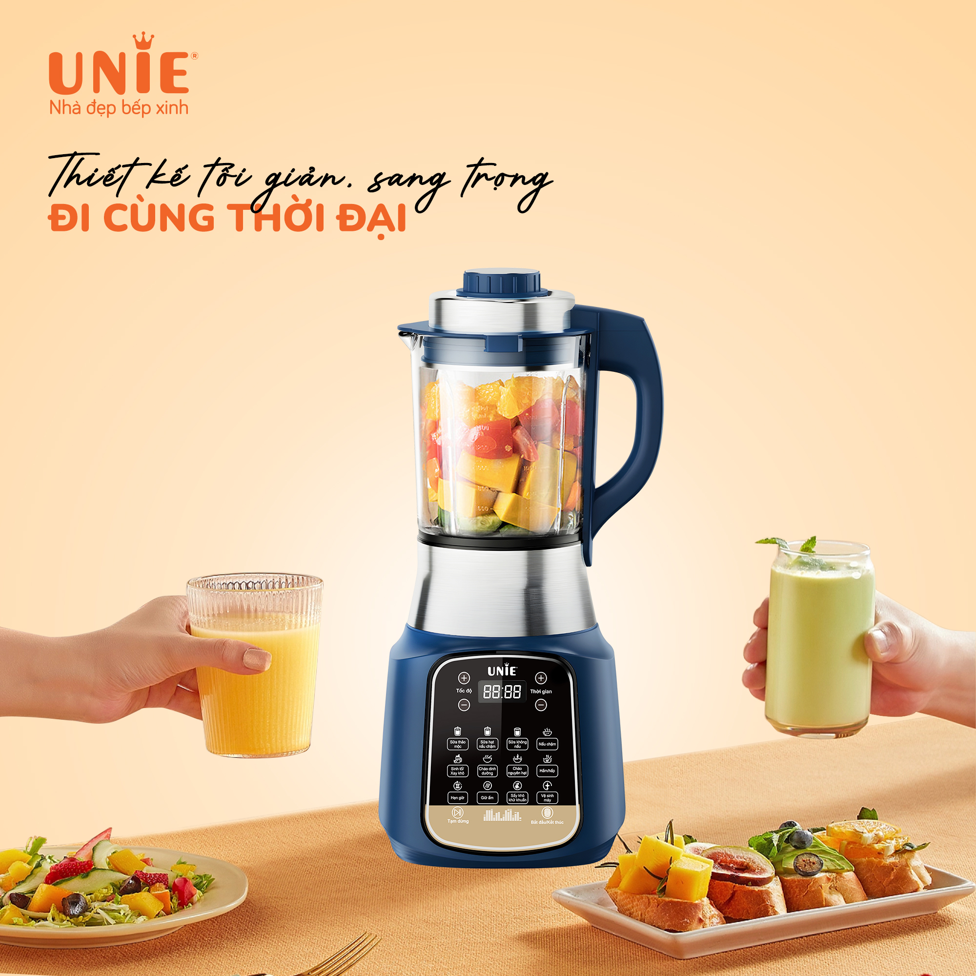 Máy làm sữa hạt UNIE VX dung tích 1.75L, 14 chức năng nấu - Ảnh 2