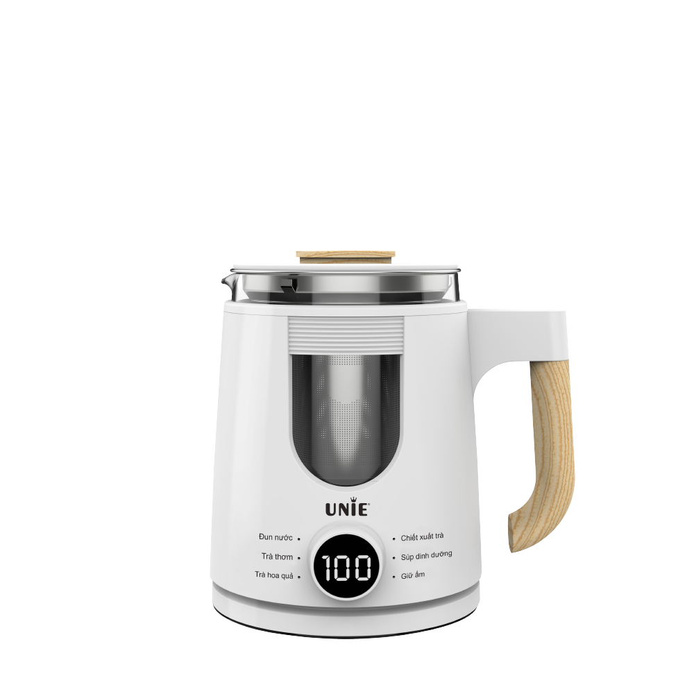 Ấm siêu tốc đa năng 6in1 UNIE UEK1081W chất liệu thủy tinh bền bỉ