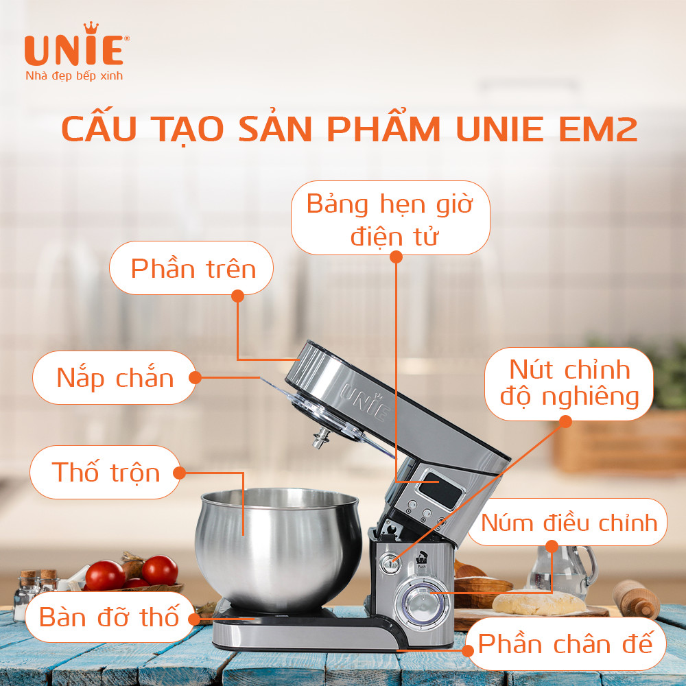 Máy trộn bột đa năng Unie EM2  dung tích 5L, 6 tốc độ điều chỉnh - Ảnh 11