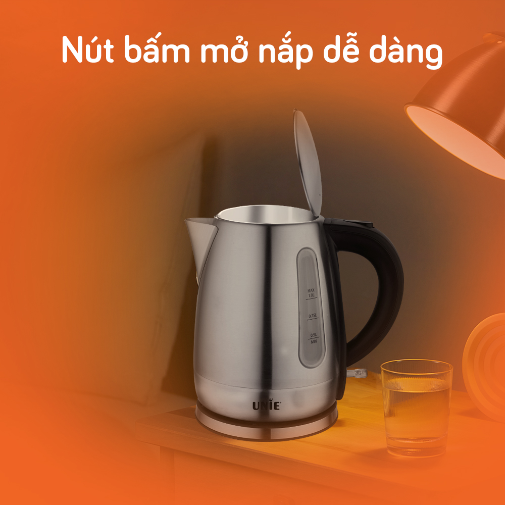 Ấm siêu tốc UNIE UE-300 dung tích 1L, chất liệu inox304 an toàn - Ảnh 6