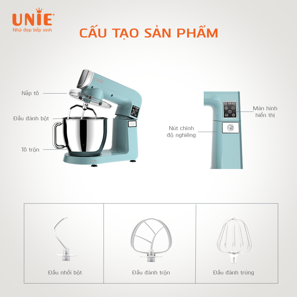 Máy nhồi bột UNIE UE-990 dung tích 6.5L, 10 tốc độ điều chỉnh - Ảnh 9