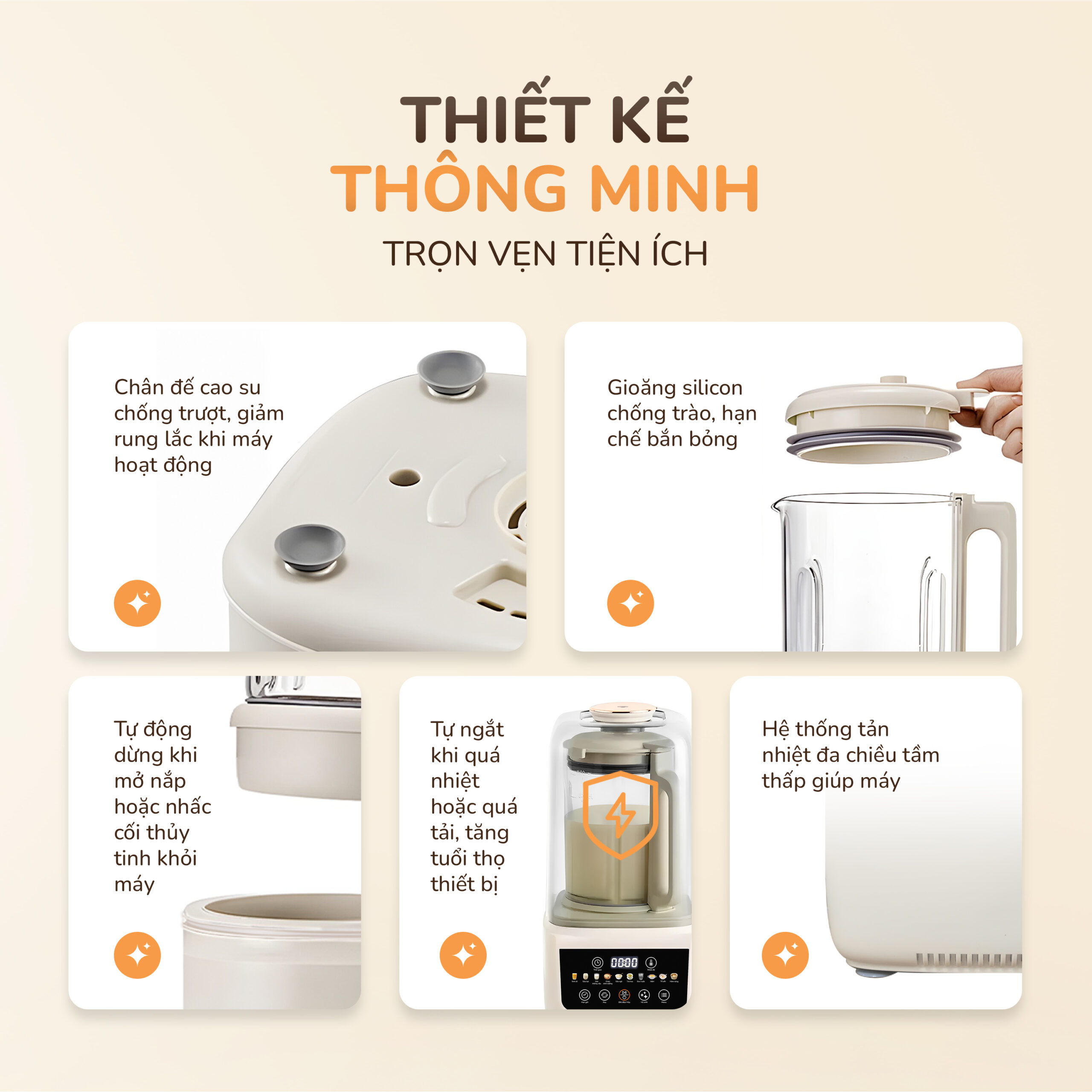 Máy làm sữa hạt UNIE UCB15 dung tích 1.5L, 10 chức năng xay nấu - Ảnh 17