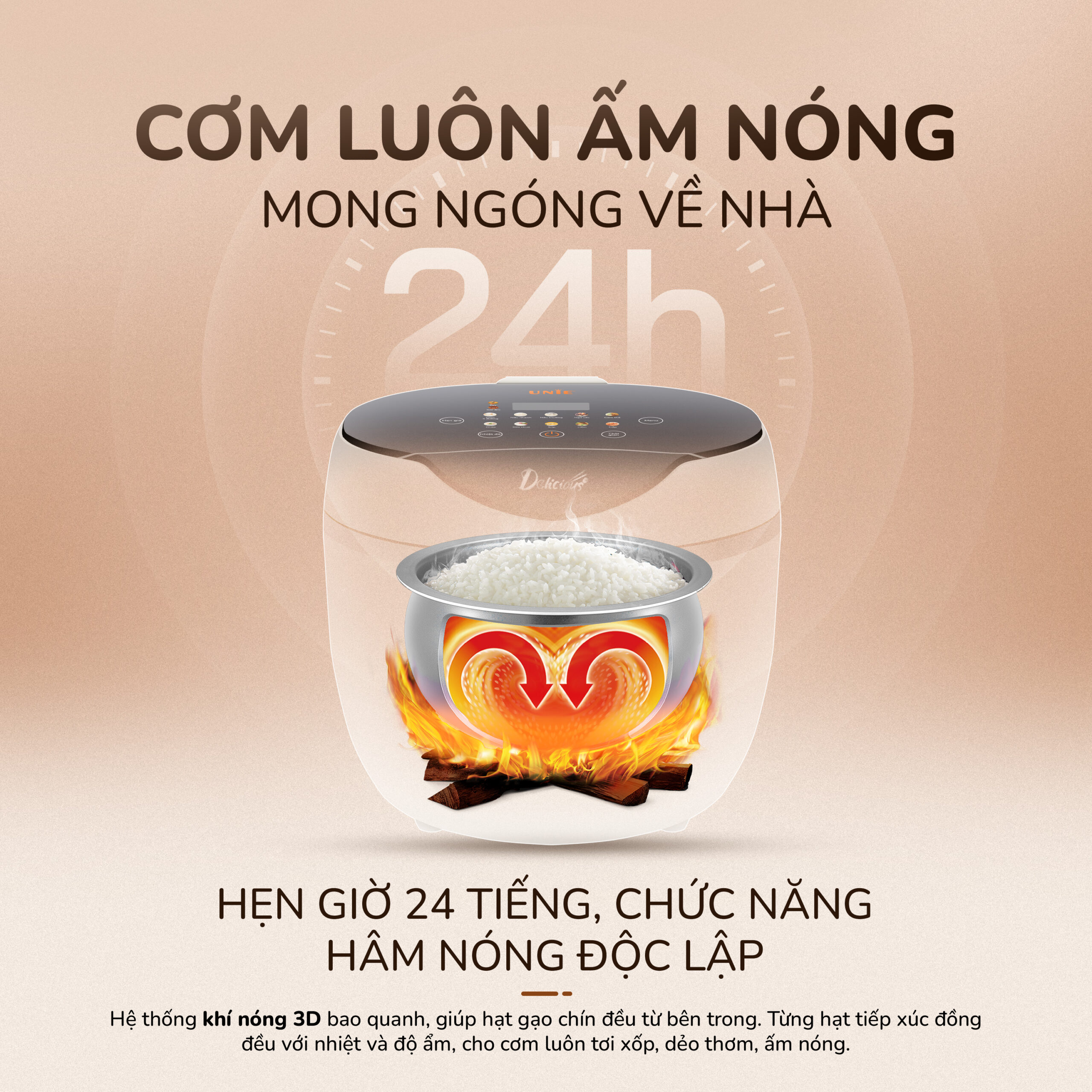 Nồi cơm điện tử UNIE URC612 , nấu cơm giảm đường, dung tích 1,2L - Ảnh 10