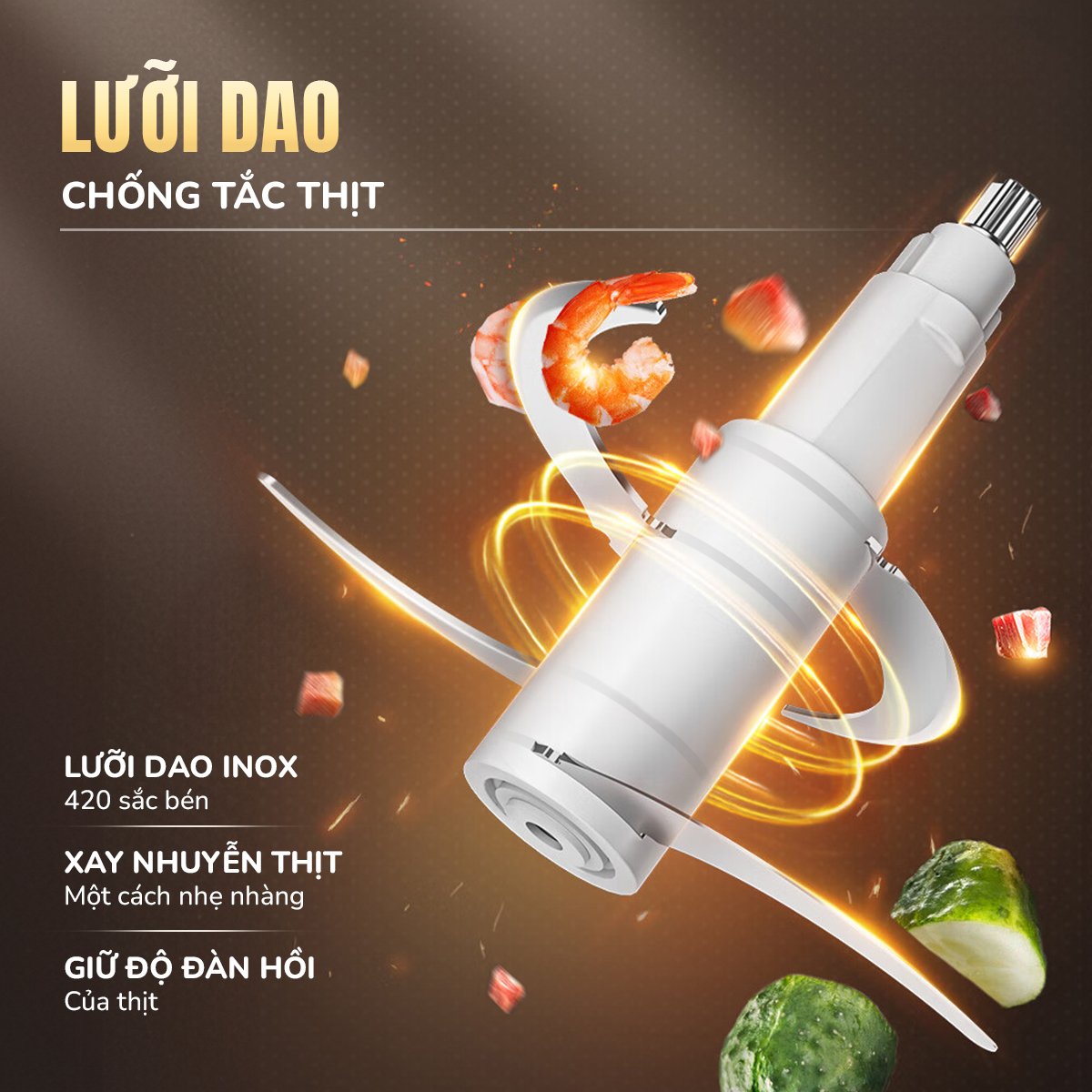 Máy xay thịt UNIE UM366 - 2,5L, 2 cối xay thủy tinh + trục đánh ruốc - Ảnh 8