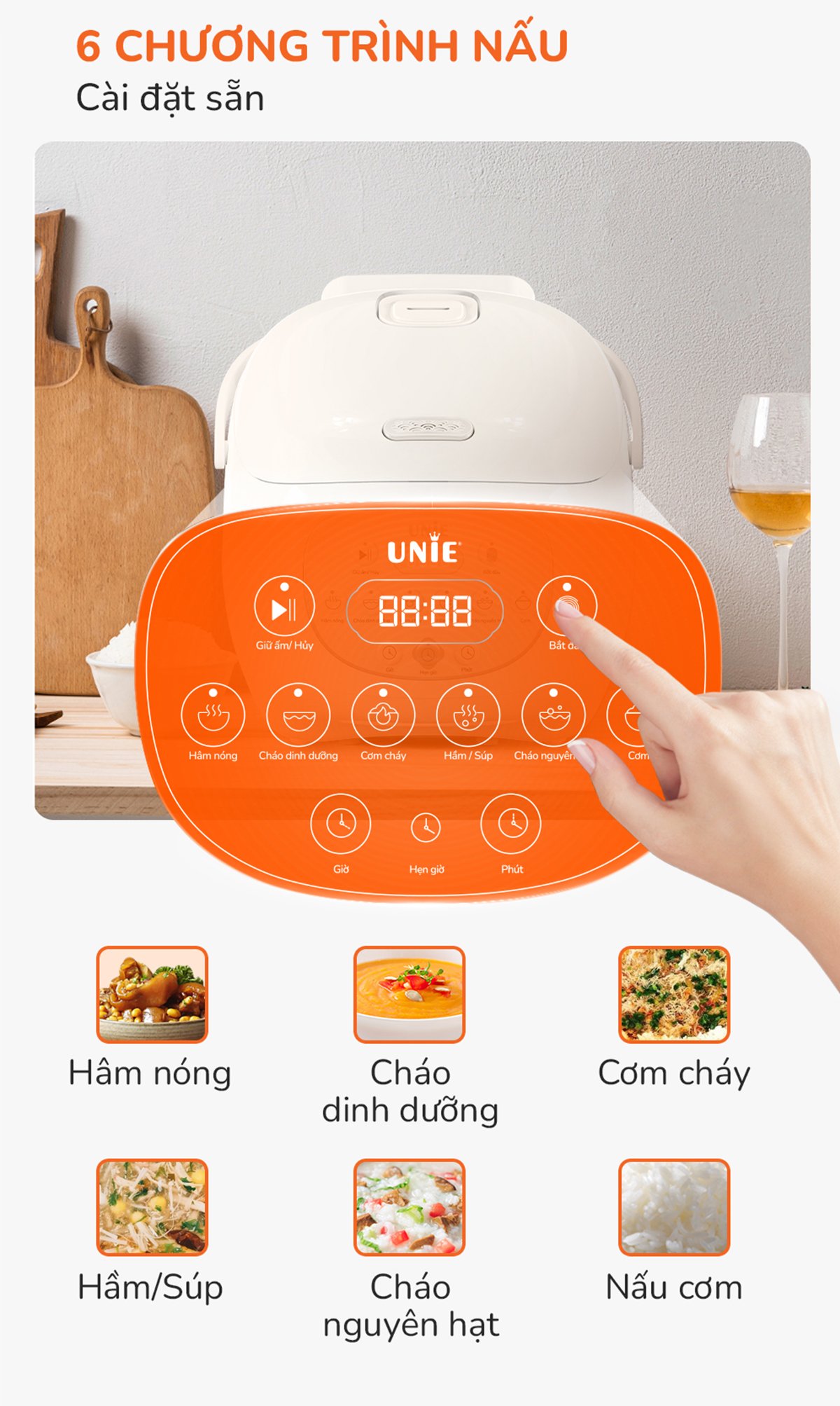 Nồi cơm điện lòng gốm tự nhiên UNIE URC815, dung tích 1,5L - Ảnh 3