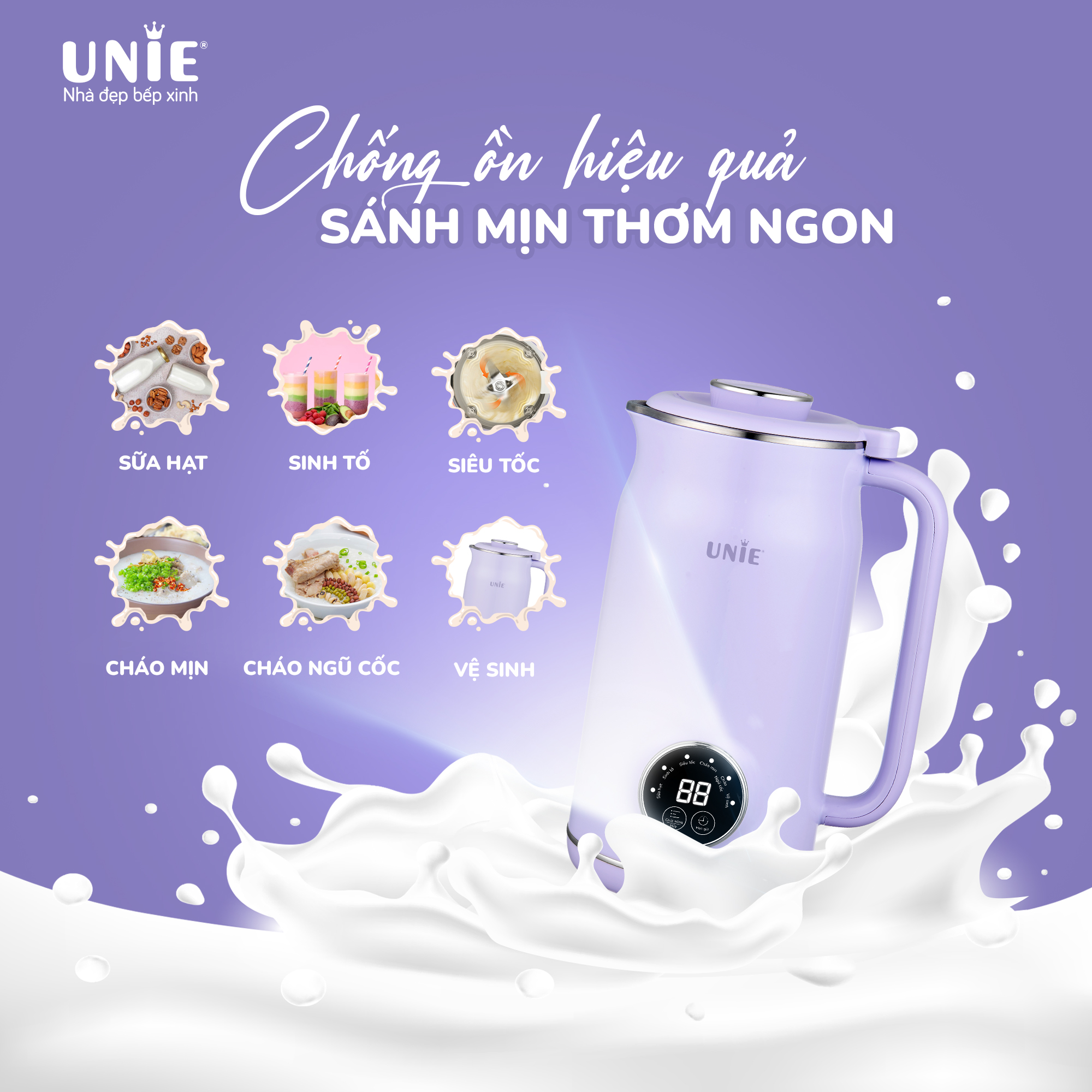 Máy làm sữa hạt UNIE UMB06, dung tích 600ml, 6 chức năng xay nấu - Ảnh 7