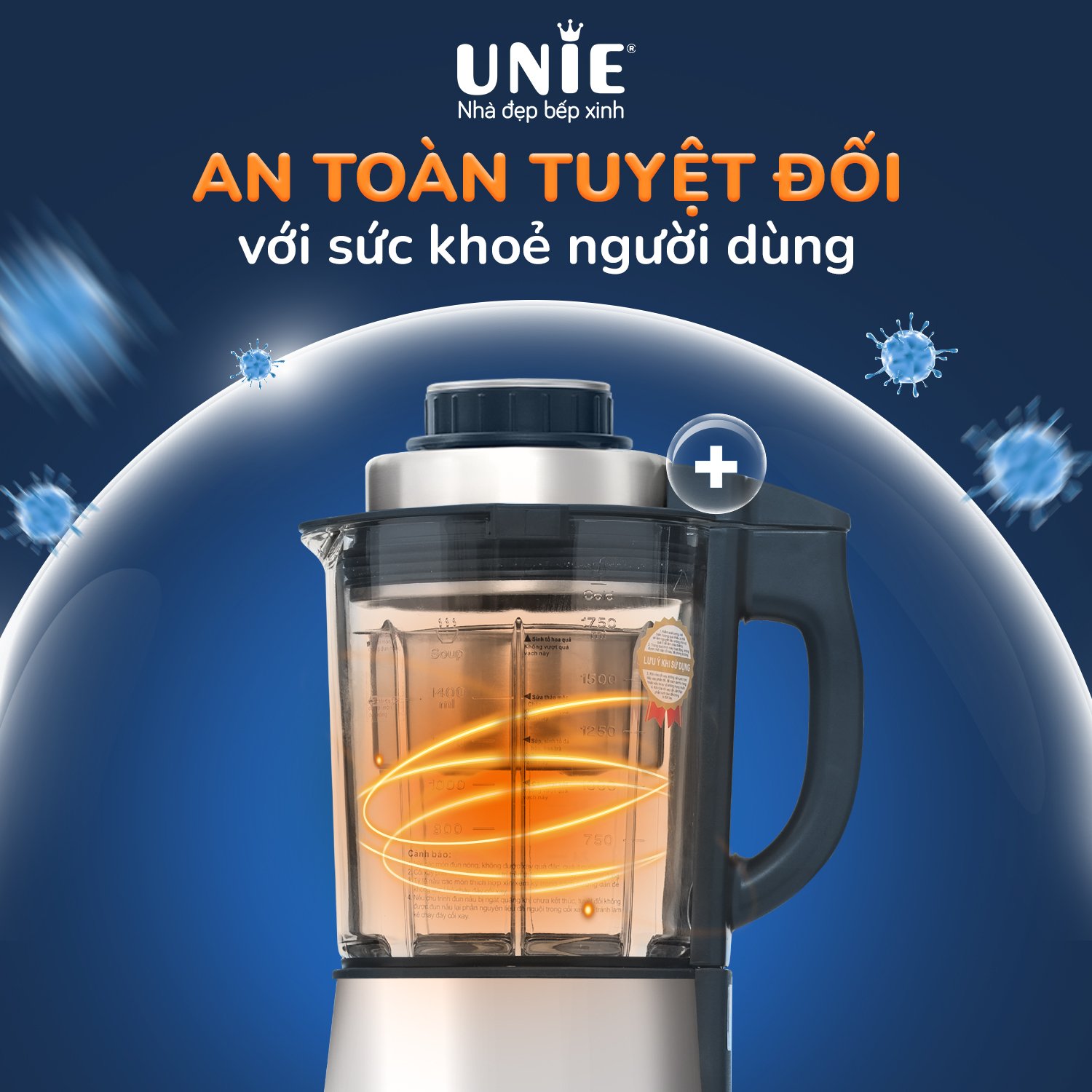 Máy làm sữa hạt UNIE V9S dung tích 1,75L, cối thủy tinh bền bỉ - Ảnh 9