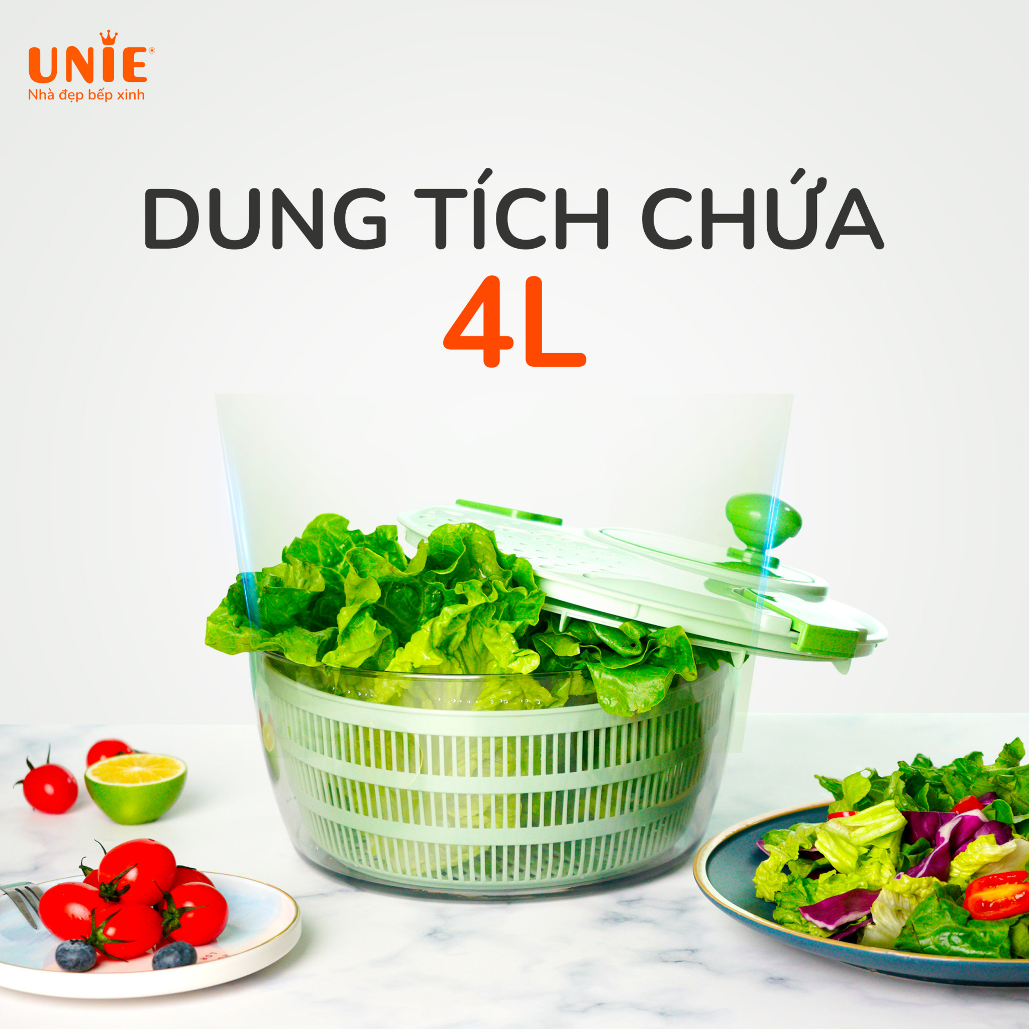Bộ dụng cụ quay vắt đa năng Unie US4000M dung tích 4L, 7in1 - Ảnh 2