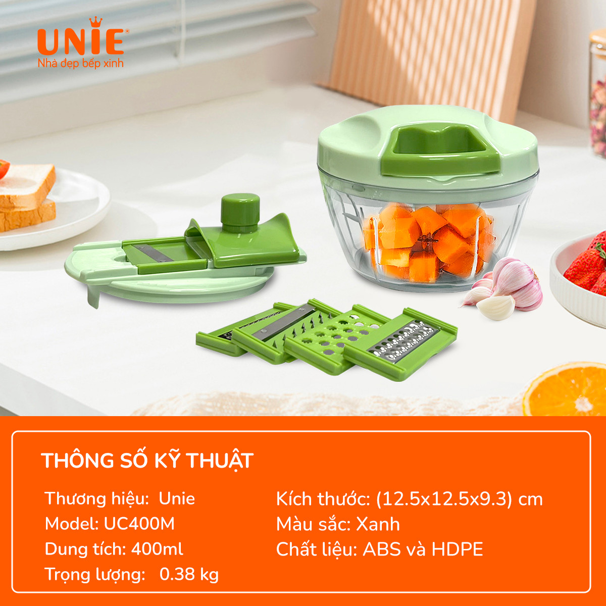 Bộ dụng cụ xay, cắt, nạo đa năng Unie UC400M 8in1 - Ảnh 6