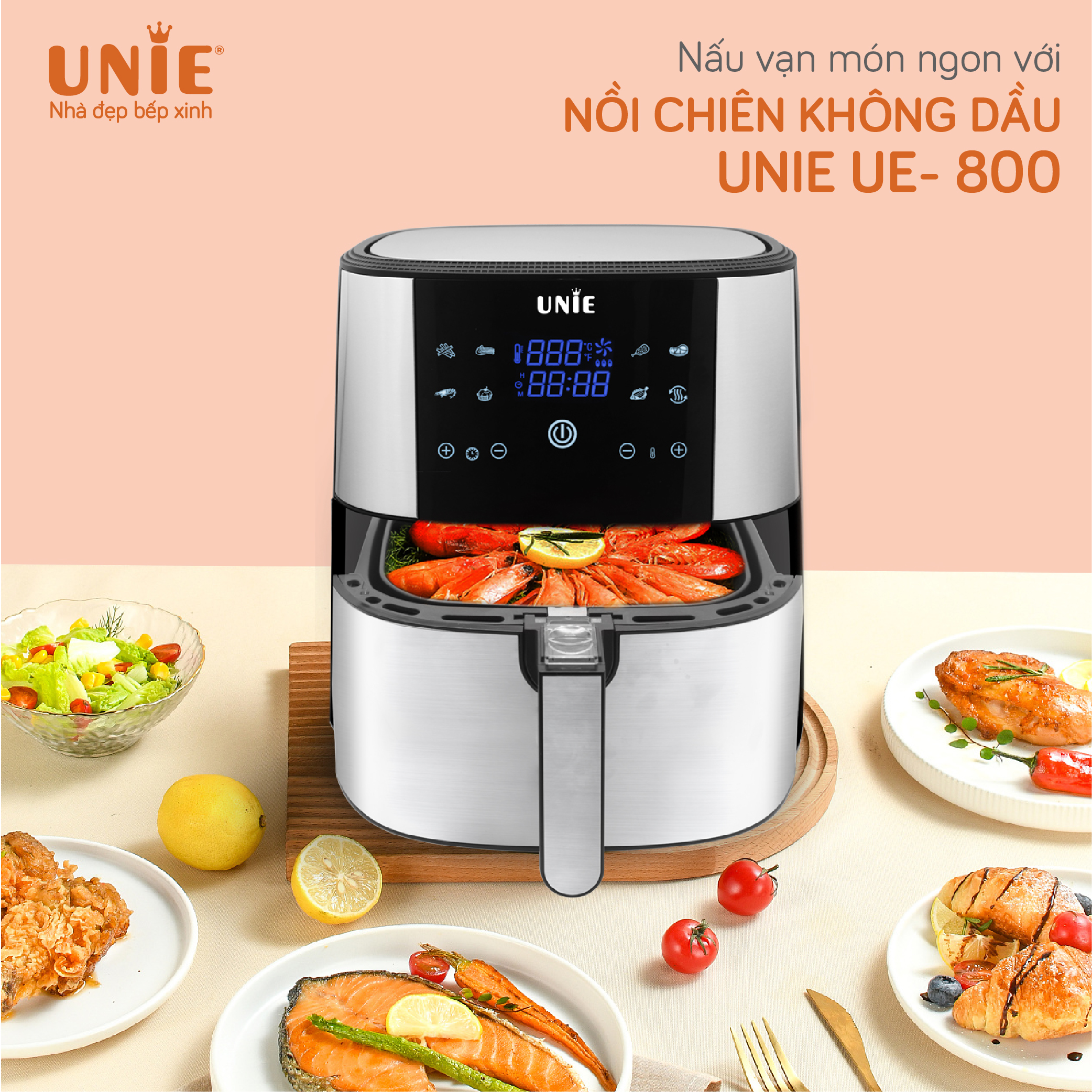 Nồi chiên không dầu UNIE UE-800 dung tích 8L, công nghệ Rapid air đa chiều - Ảnh 10
