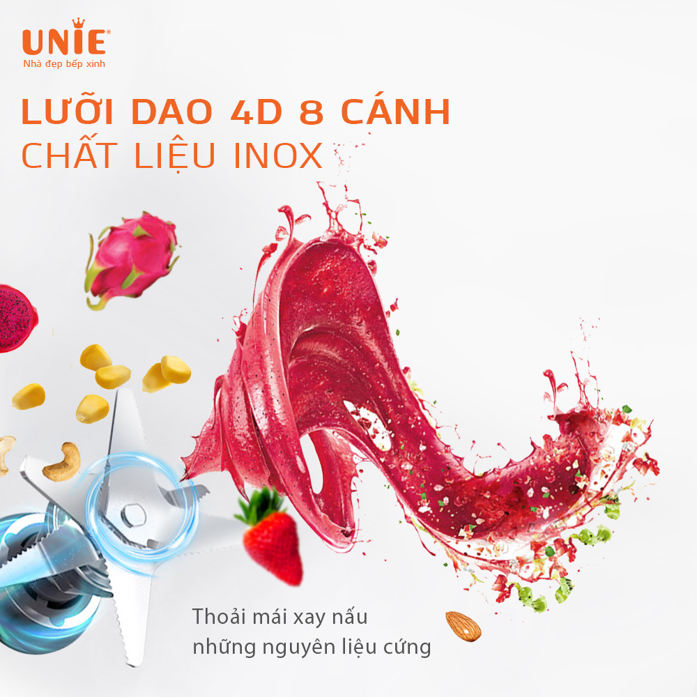 Máy làm sữa hạt UNIE V6 dung tích 1,75L, 13 chức năng nấu - Ảnh 8