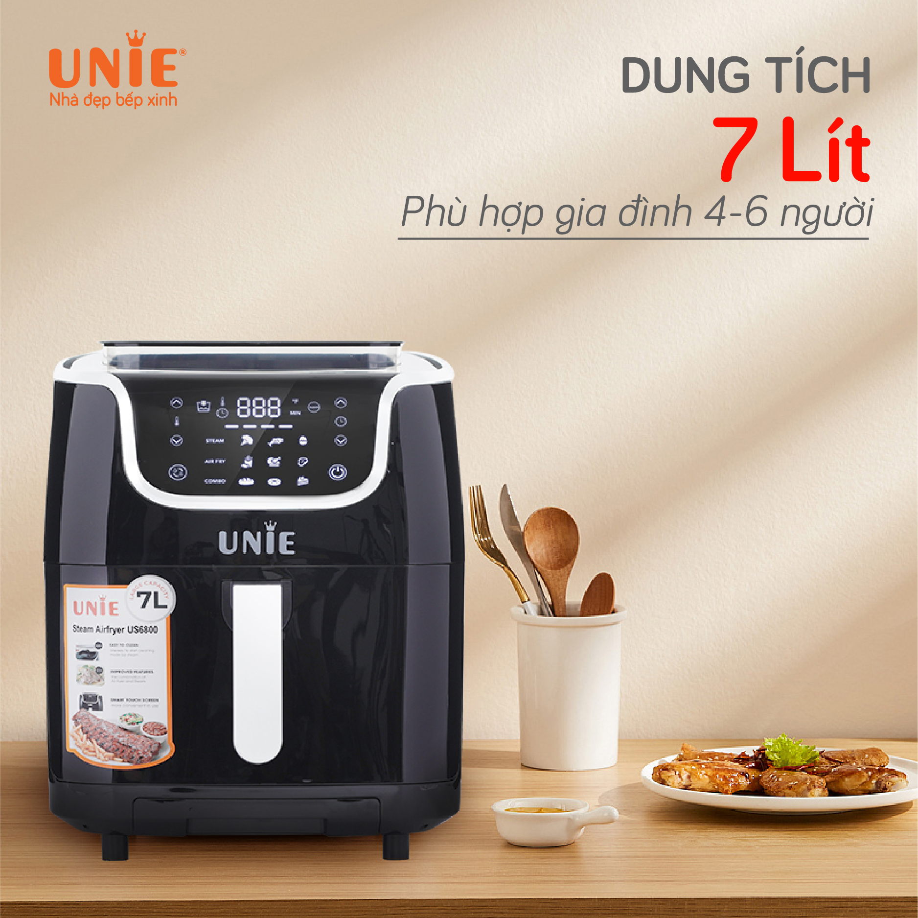 Nồi chiên hơi nước UNIE STEAM US6800 dung tích 7L, - Ảnh 4