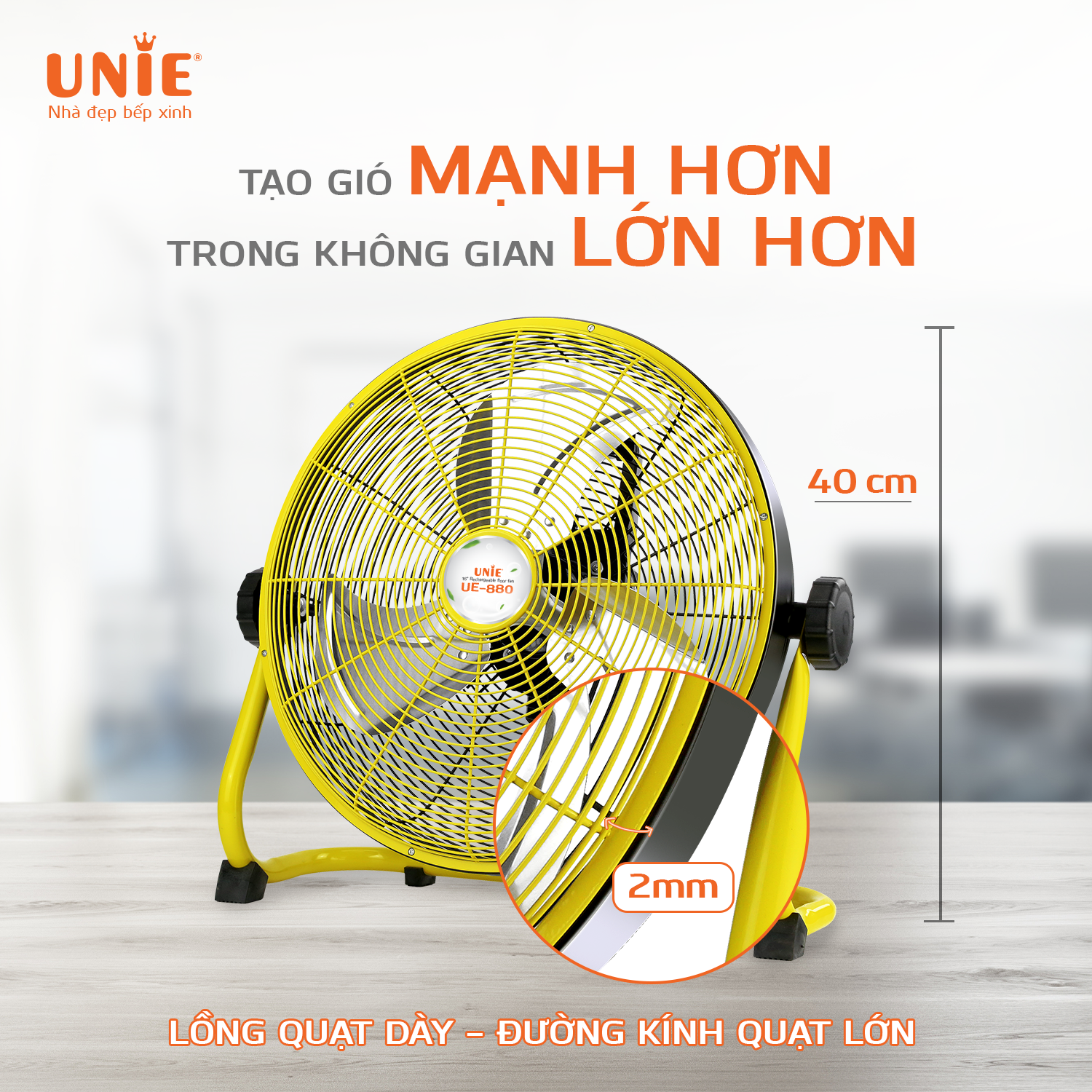 Quạt sàn tích điện UNIE UE-880 hoạt động liên tục 48h - Ảnh 4