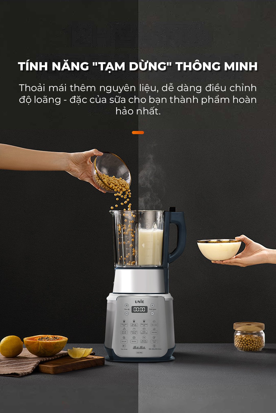 Máy làm sữa hạt UNIE V9S PRO dung tích 1,75L - Ảnh 4